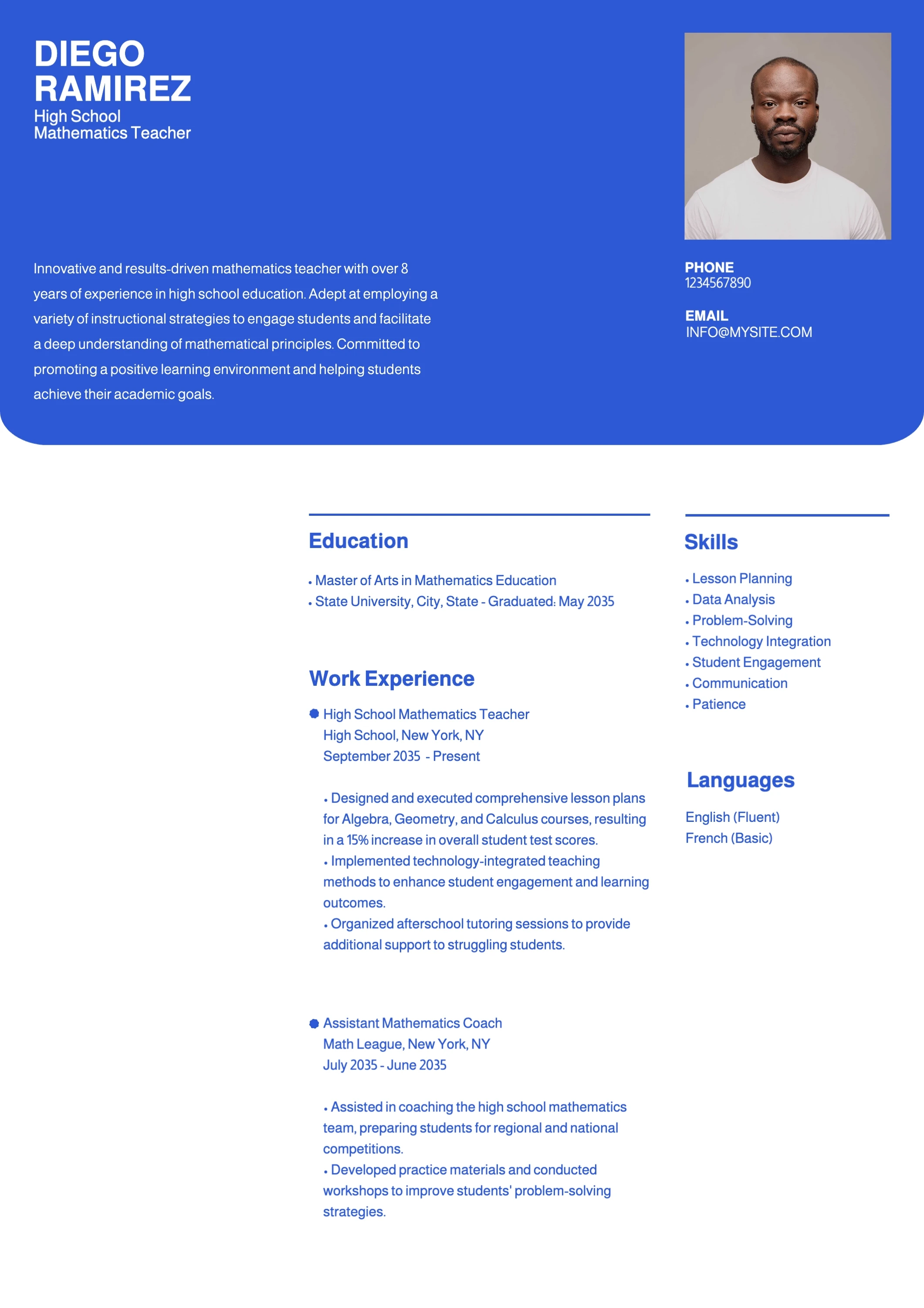 Professional Clean Teacher Resume