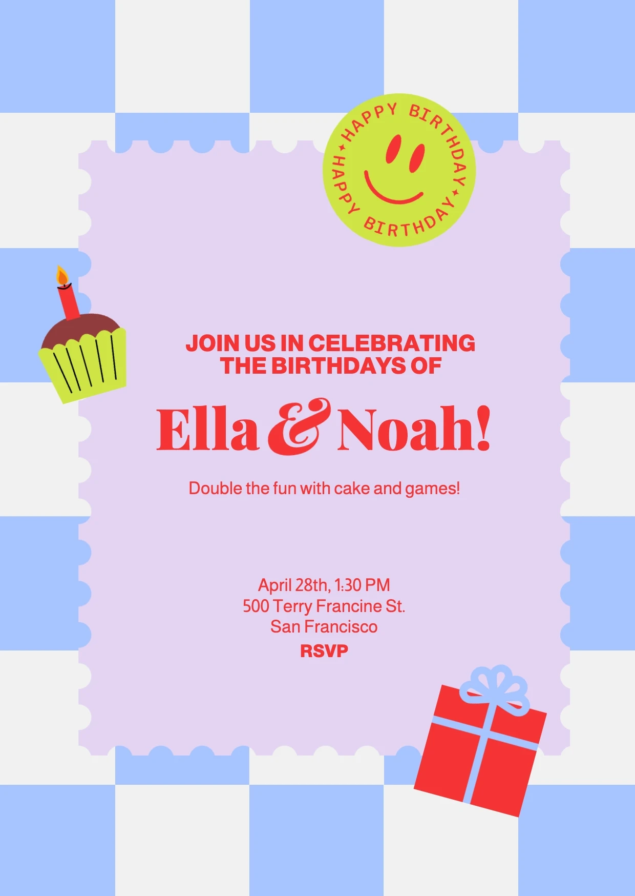 Pop Geometric Colorful Birthday Invitation