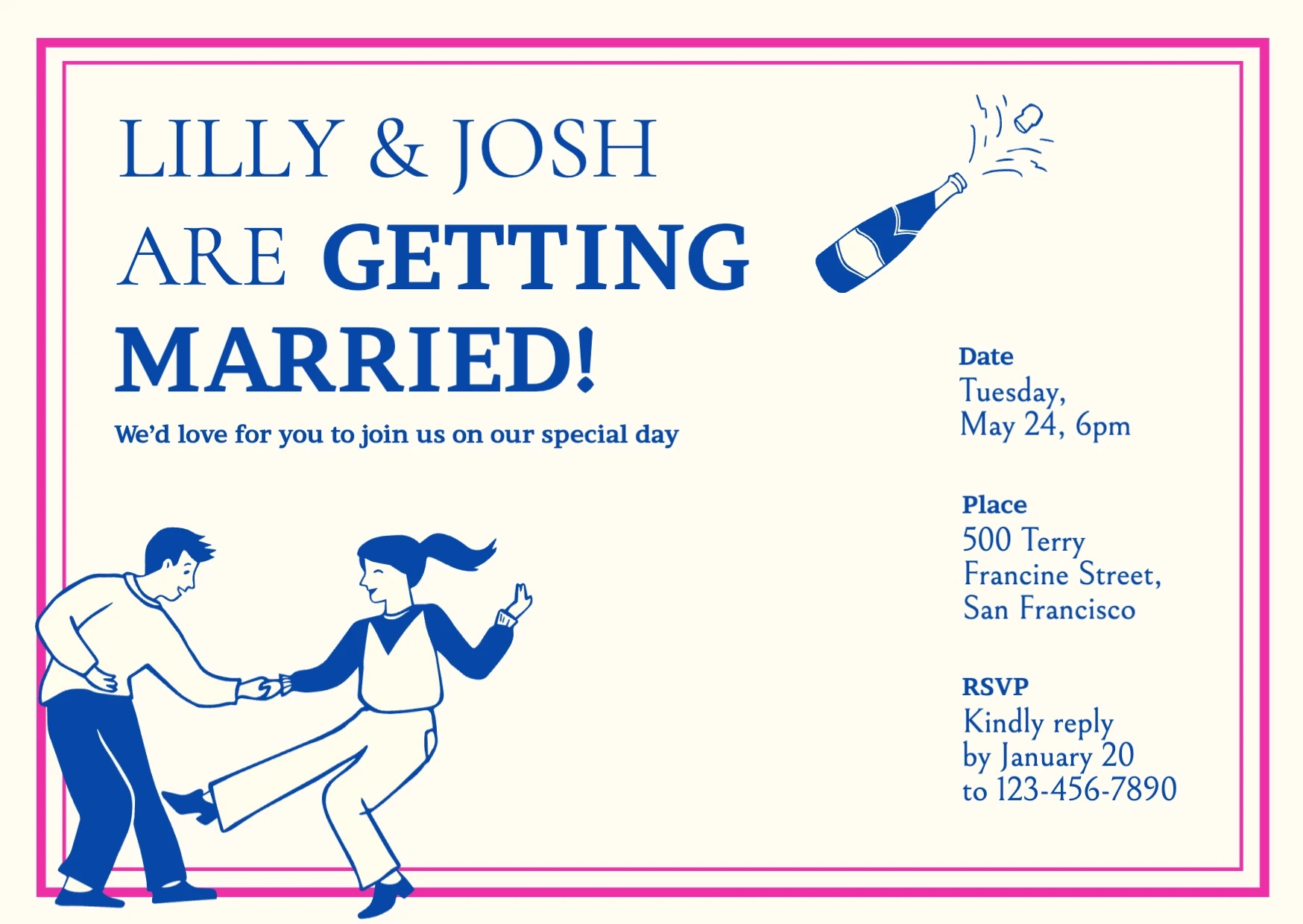 Playful Illustrative Wedding Invitation