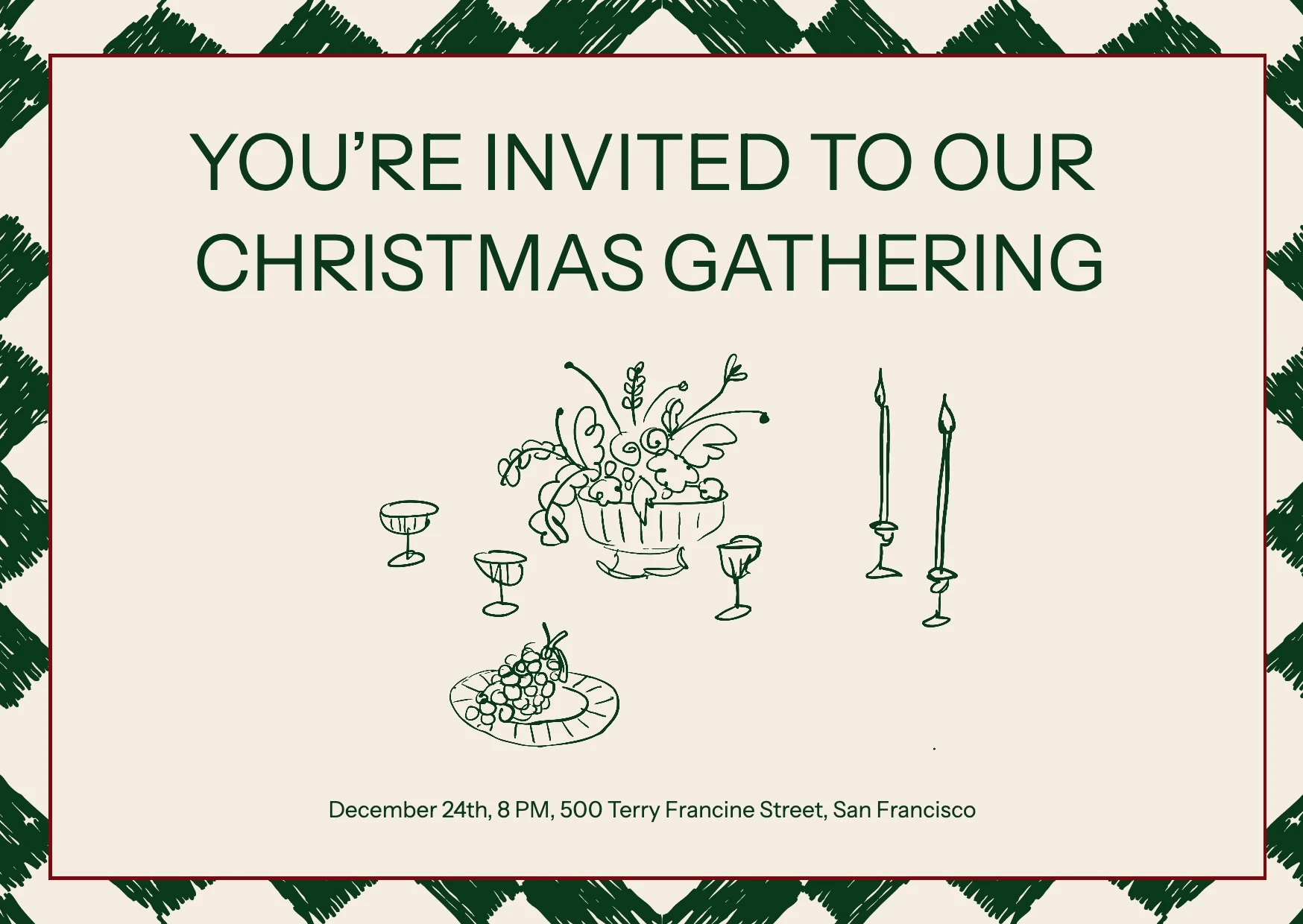 Handmade Illustrative Christmas Invitation