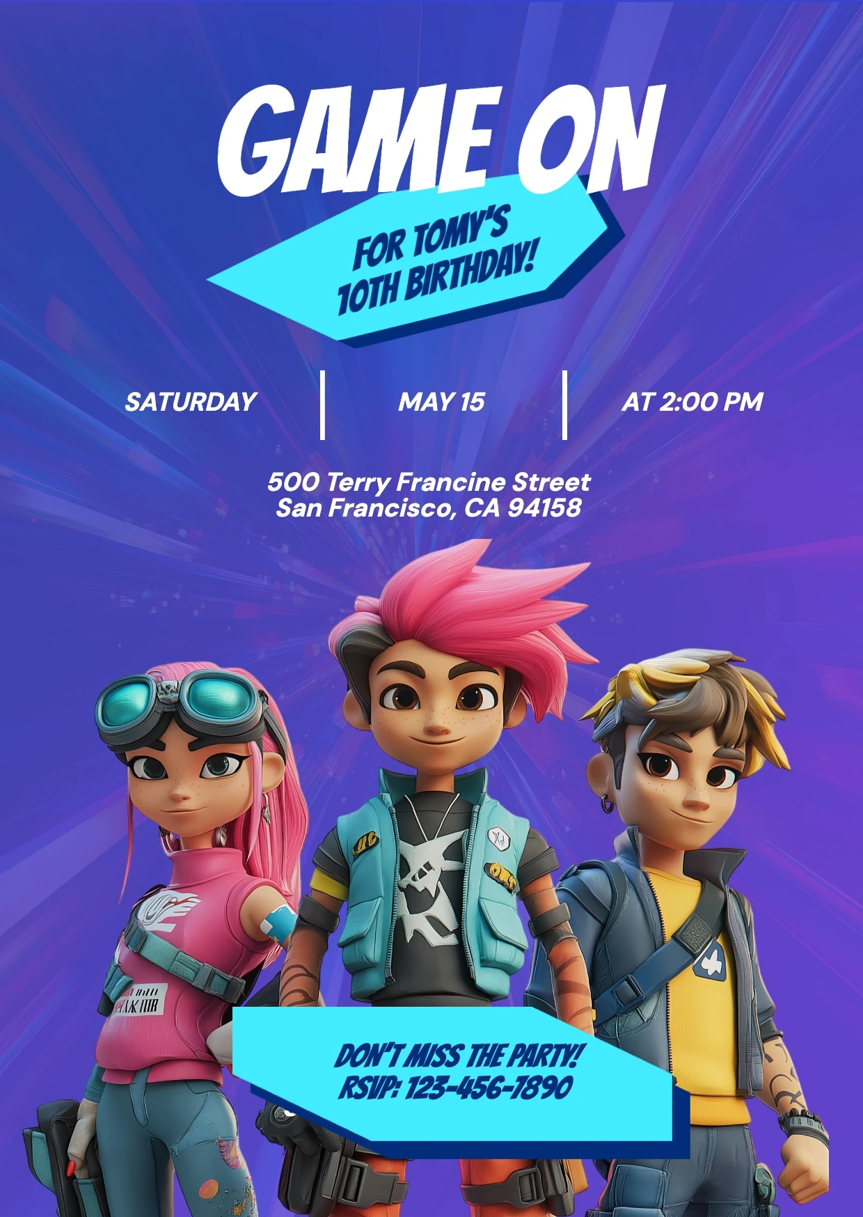 Playful Tech Colorful 3D Illustrative Birthday Invitation