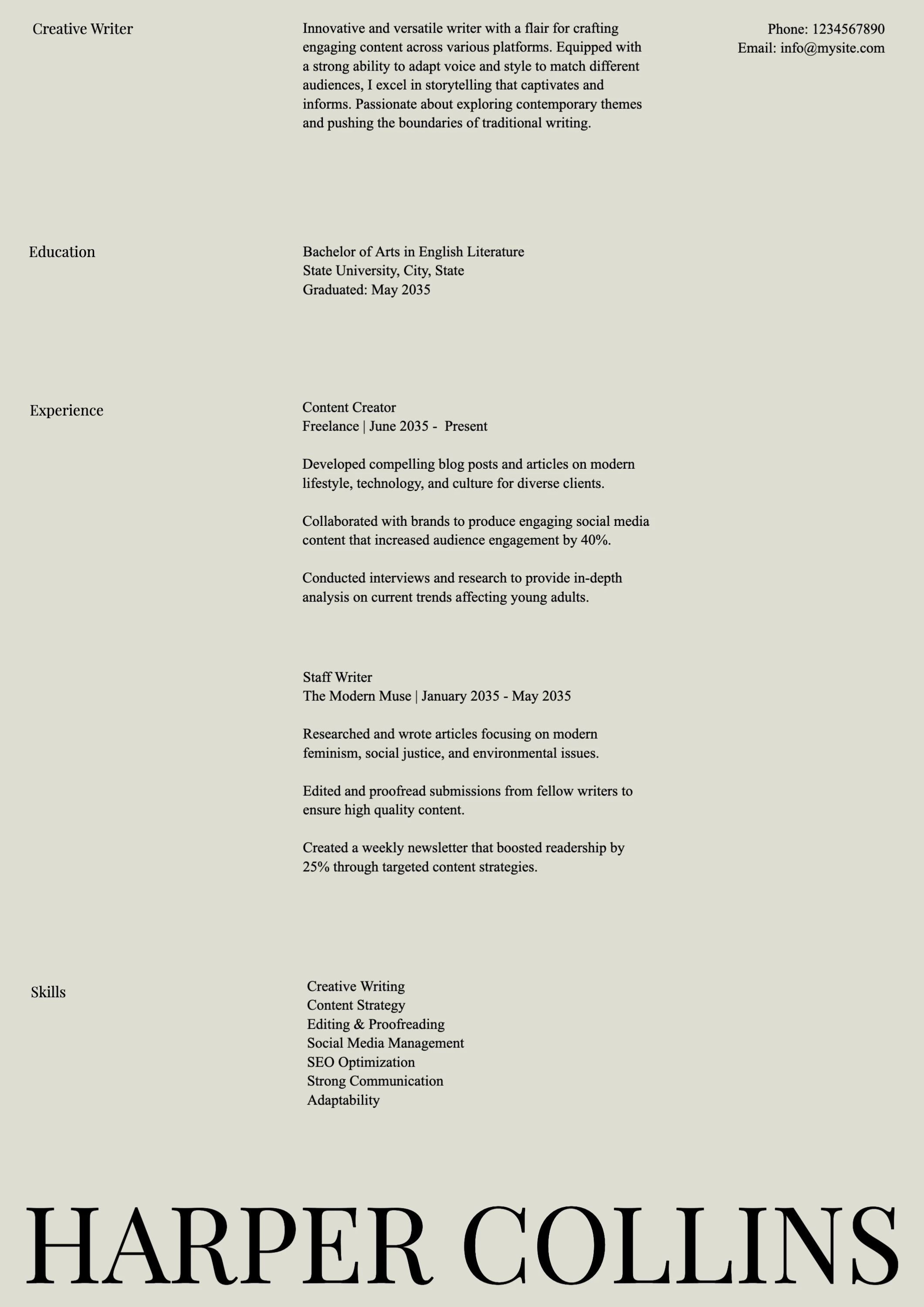Classic Dark Modern  Resume