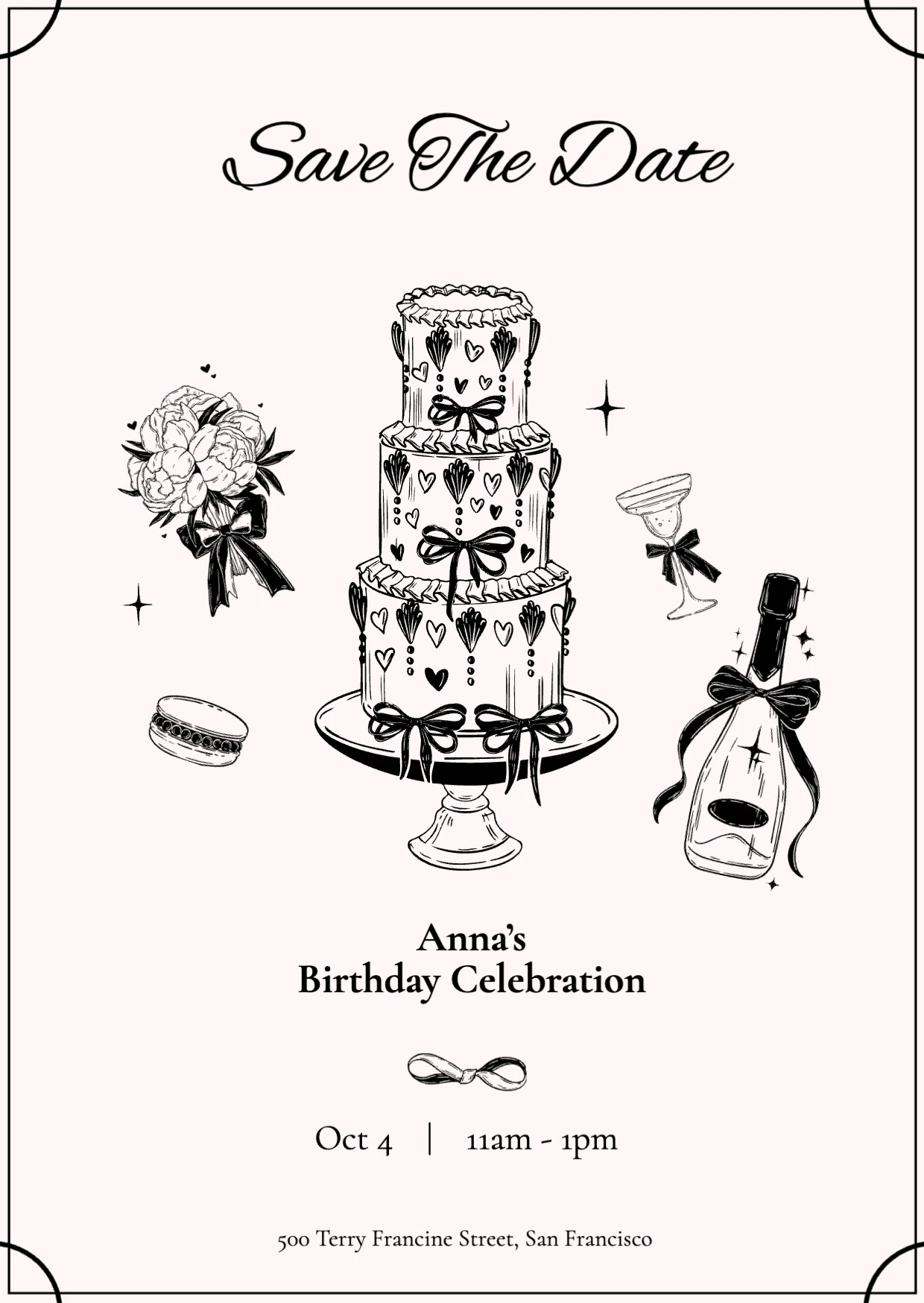 Handmade Illustrative Save The Date Birthday Invitation