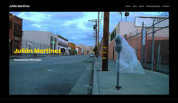 Portfolio website template for a documentary filmmaker