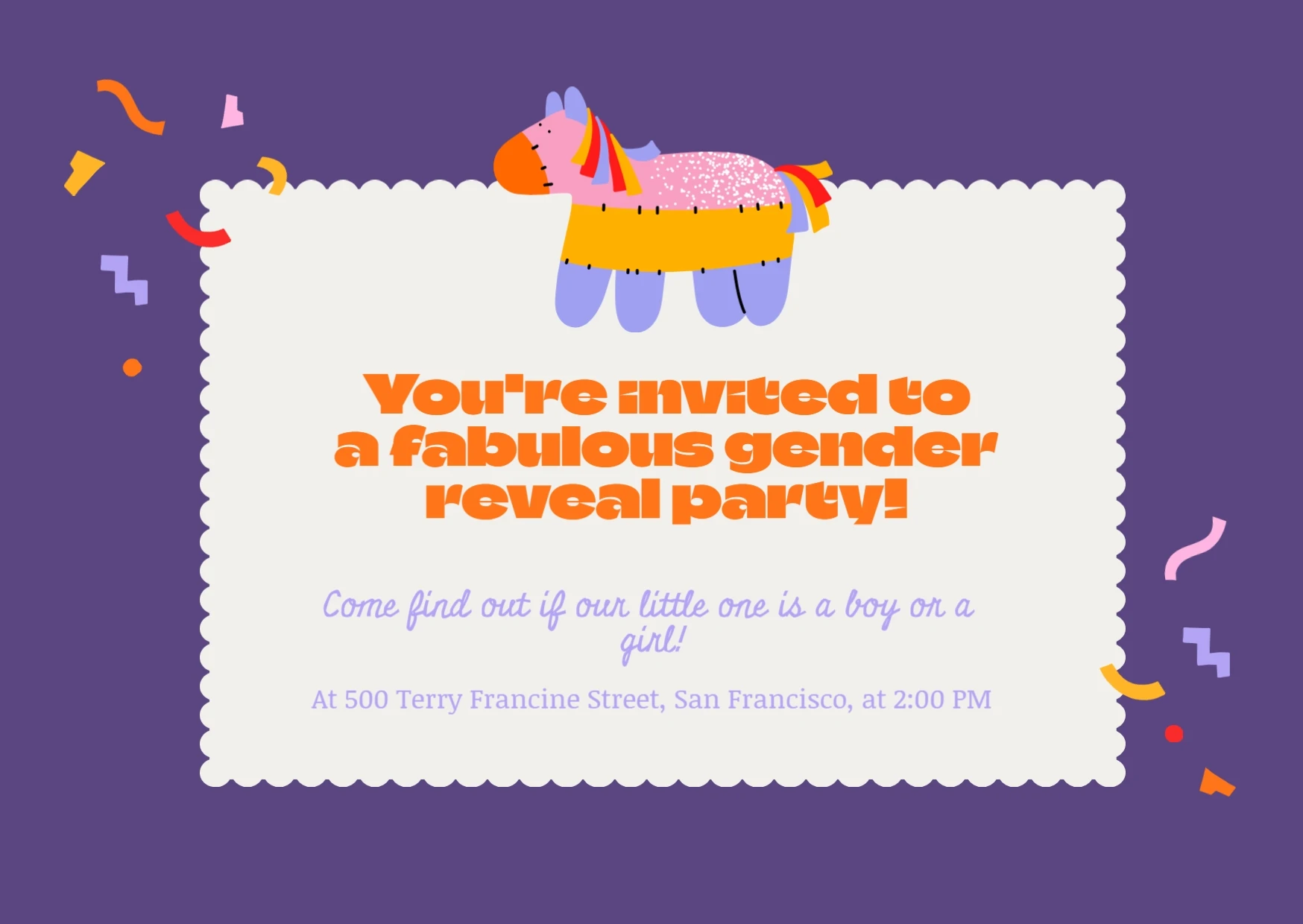 Playful Illustrative Gender Reveal Invitation