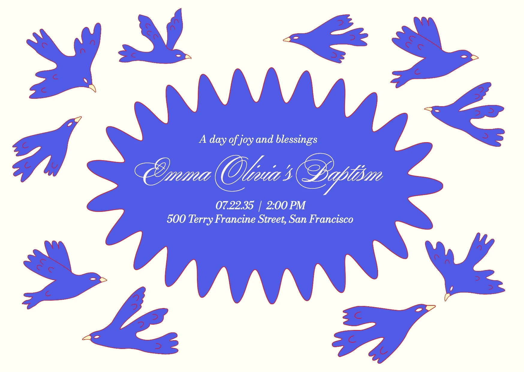 Cute Classic Illustrative Clean Baptism Invitation