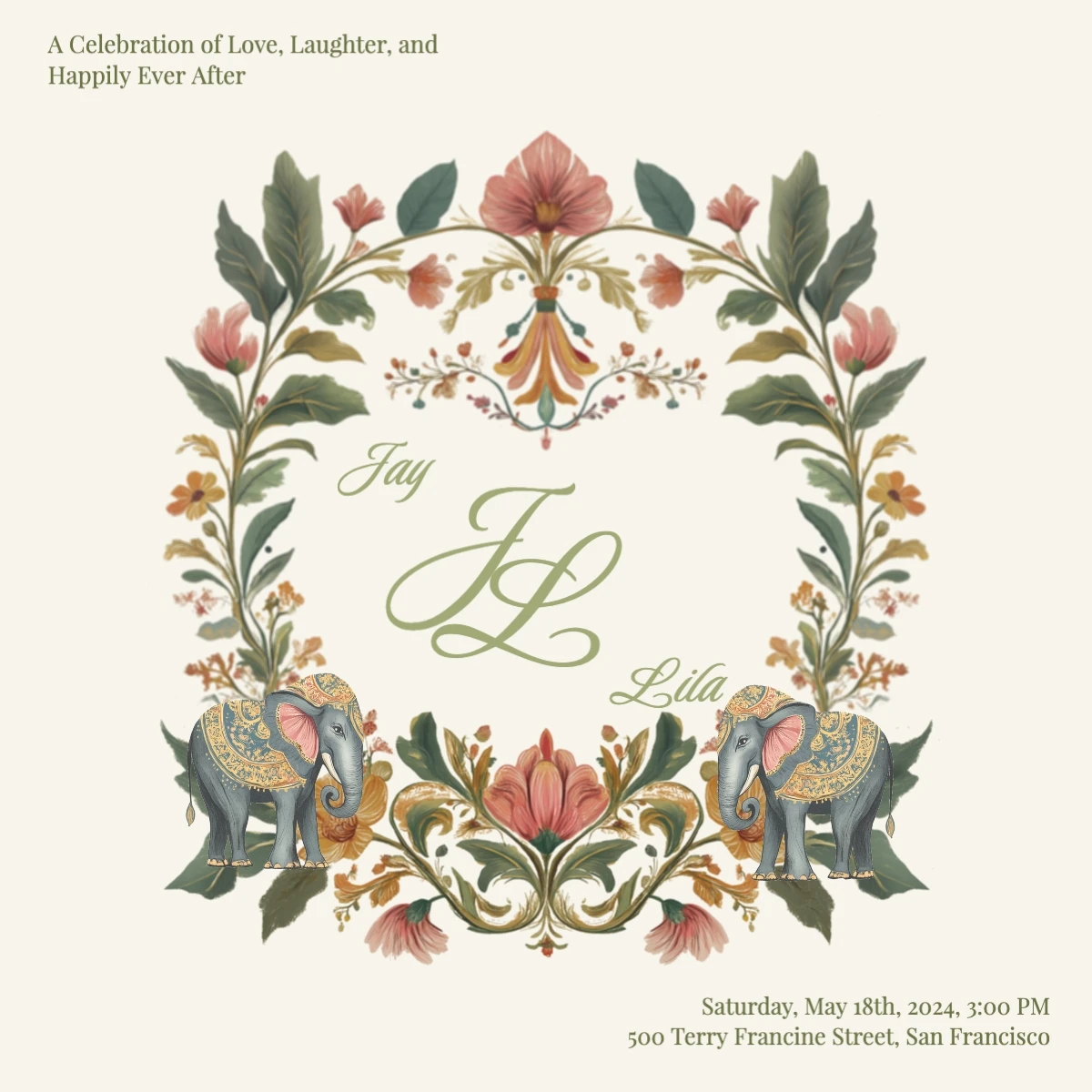Elegant Floral Wedding Invitation