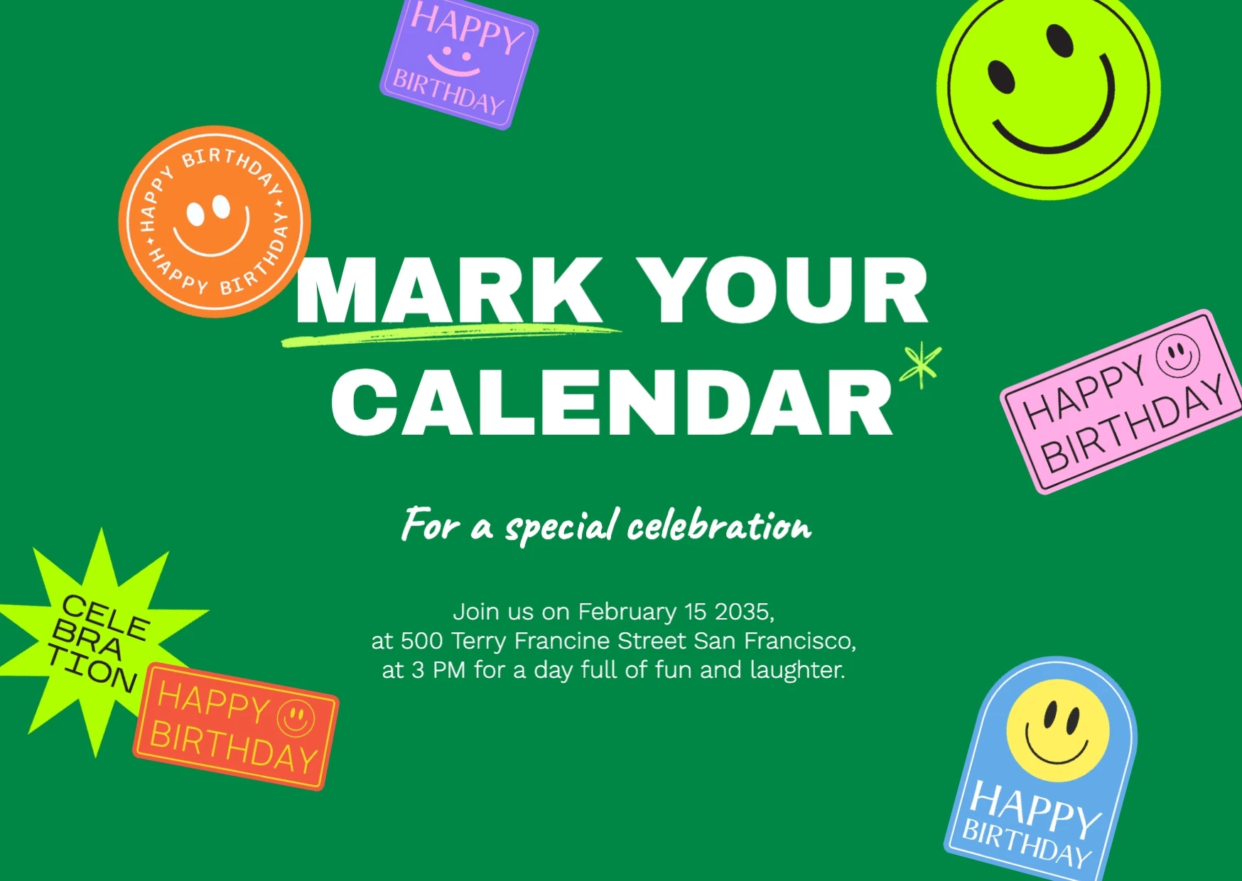 Playful Modern Colorful Save The Date Birthday Invitation