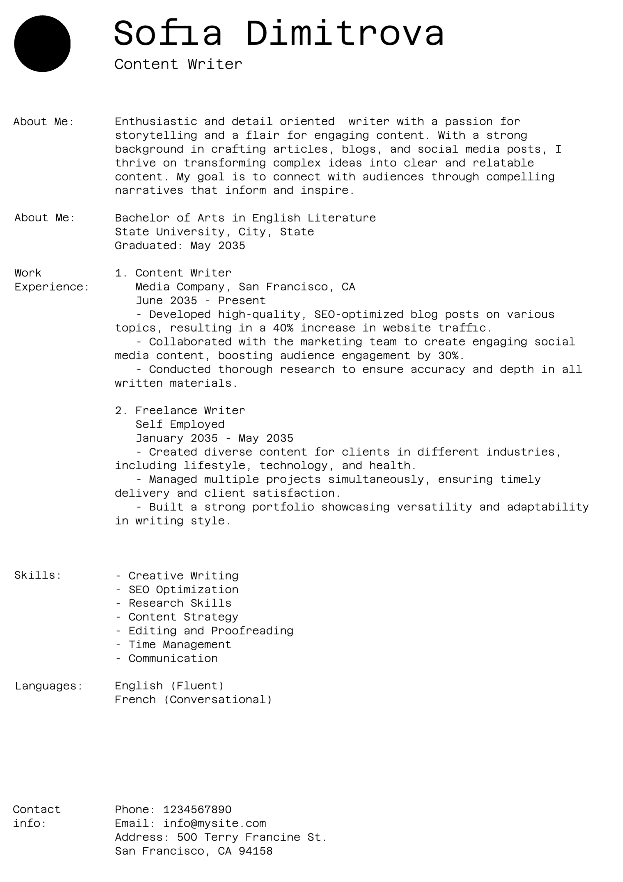 Sleek Clean Simple Resume