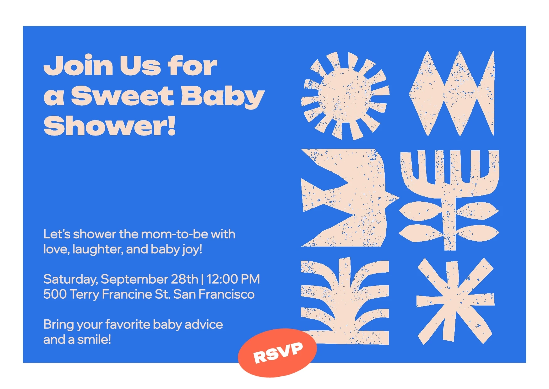 Handmade Organic Illustrative Baby Shower Invitation