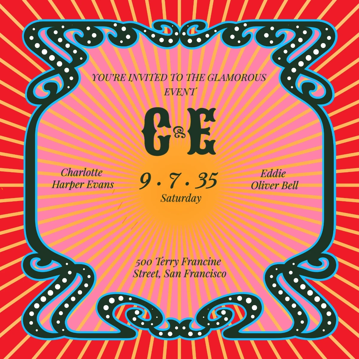 Edgy Colorful Wedding Invitation