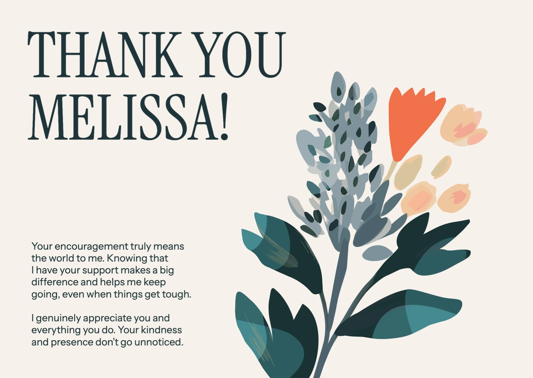 Classic Floral Thank You Greeting Card