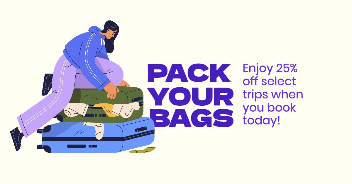 Playful Illustrative Travel & Hospitality Facebook Post