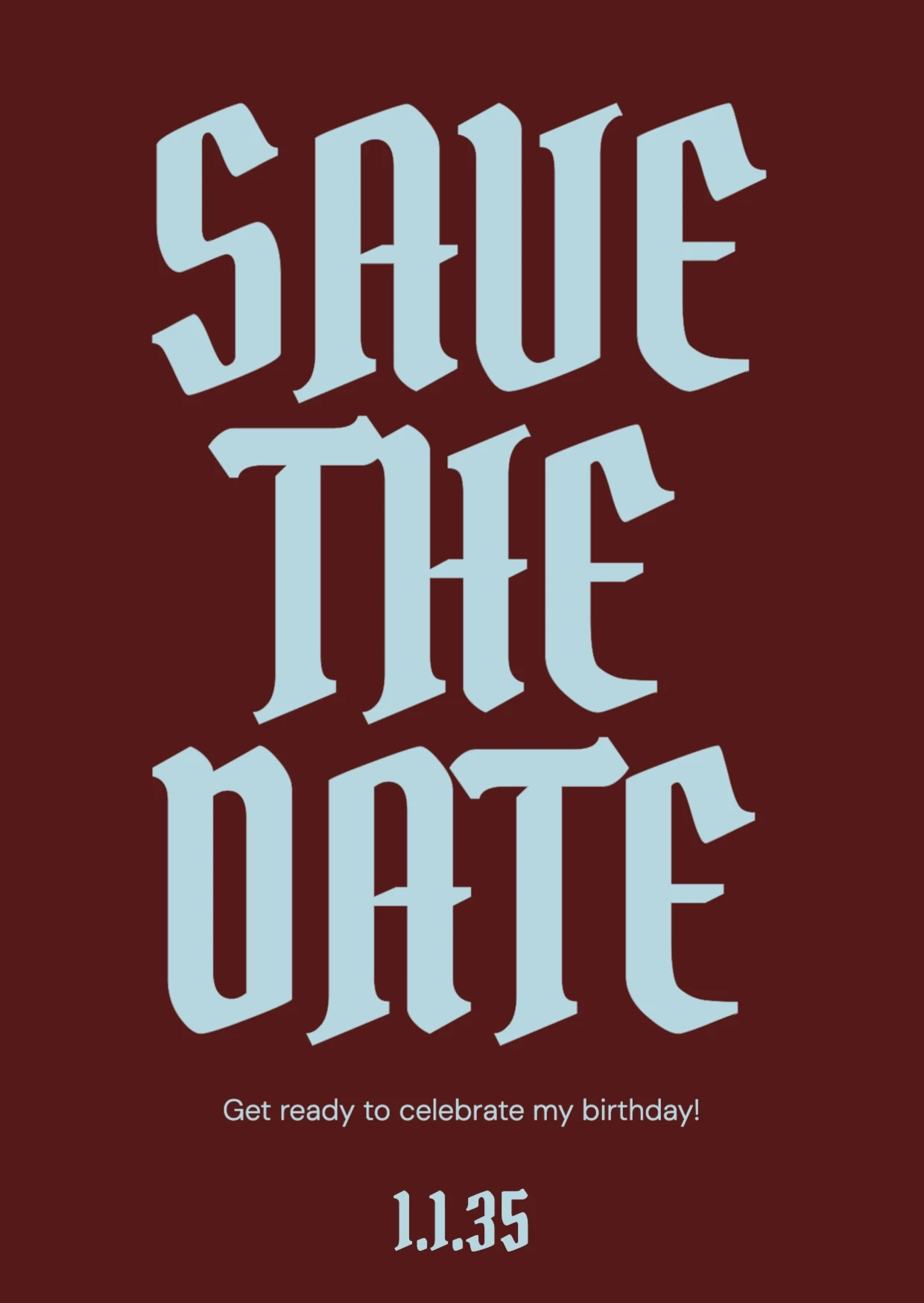 Bold Dark Save The Date Birthday Invitation