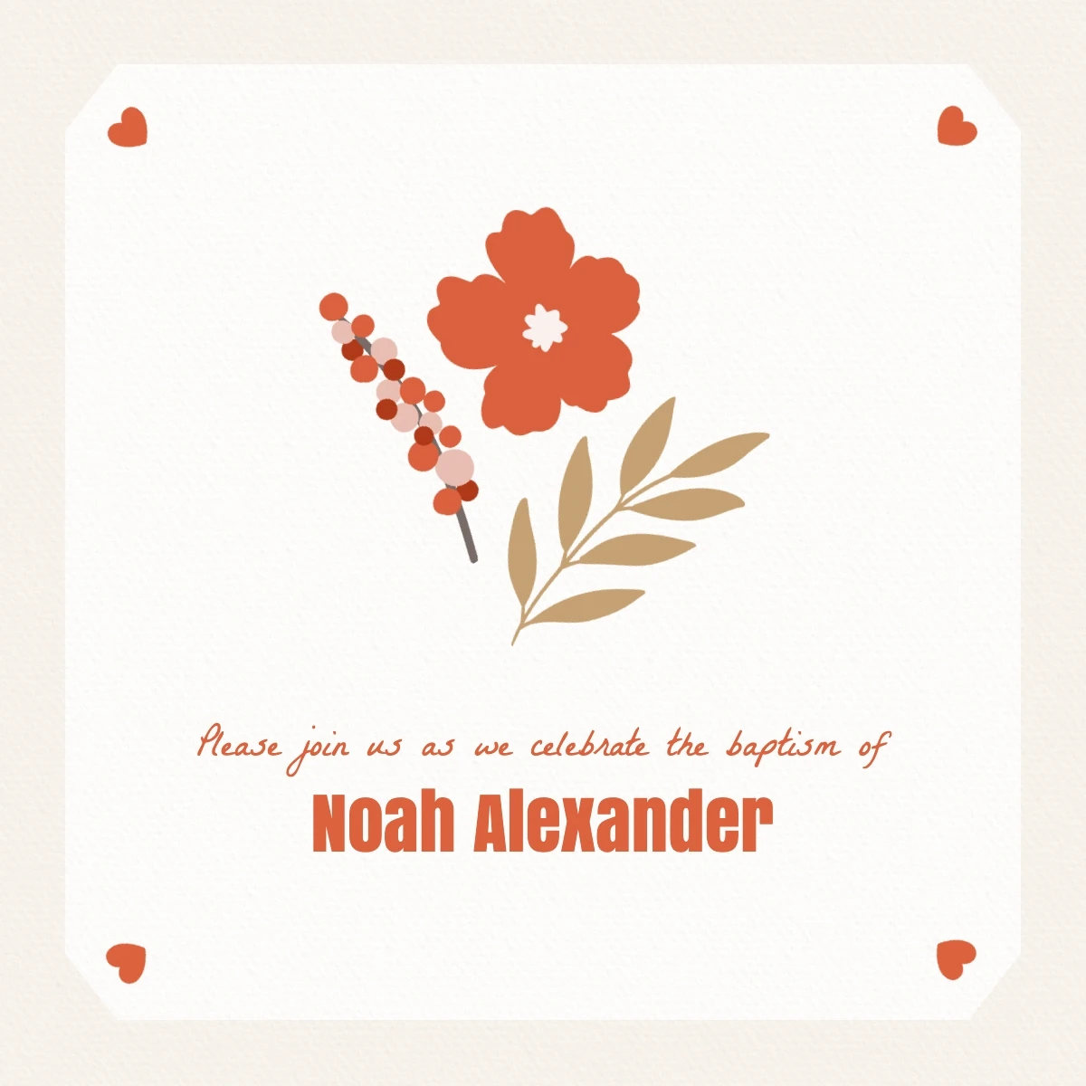 Cute Simple Illustrative Clean Baptism Invitation