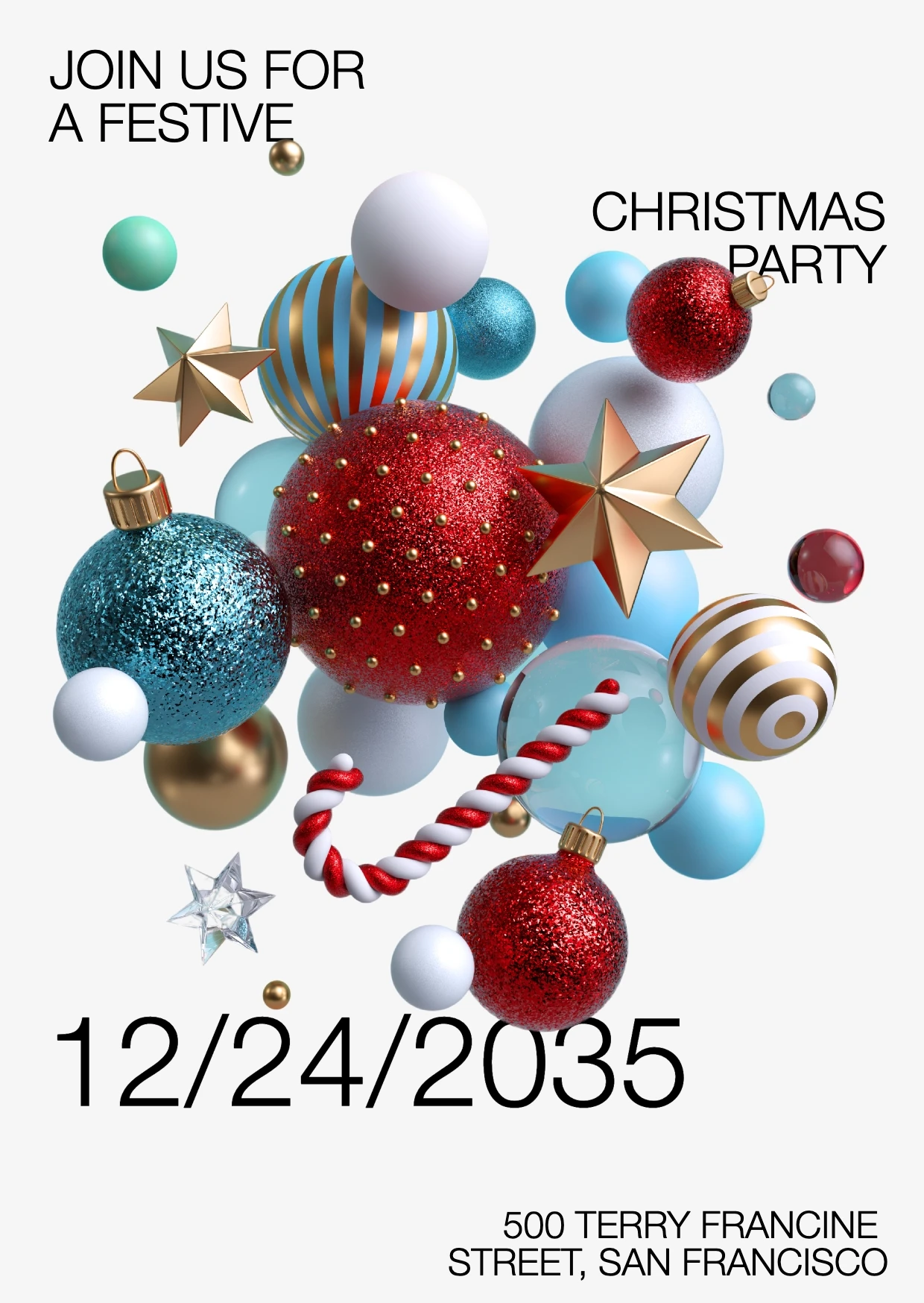 Modern Sleek 3D Christmas Invitation