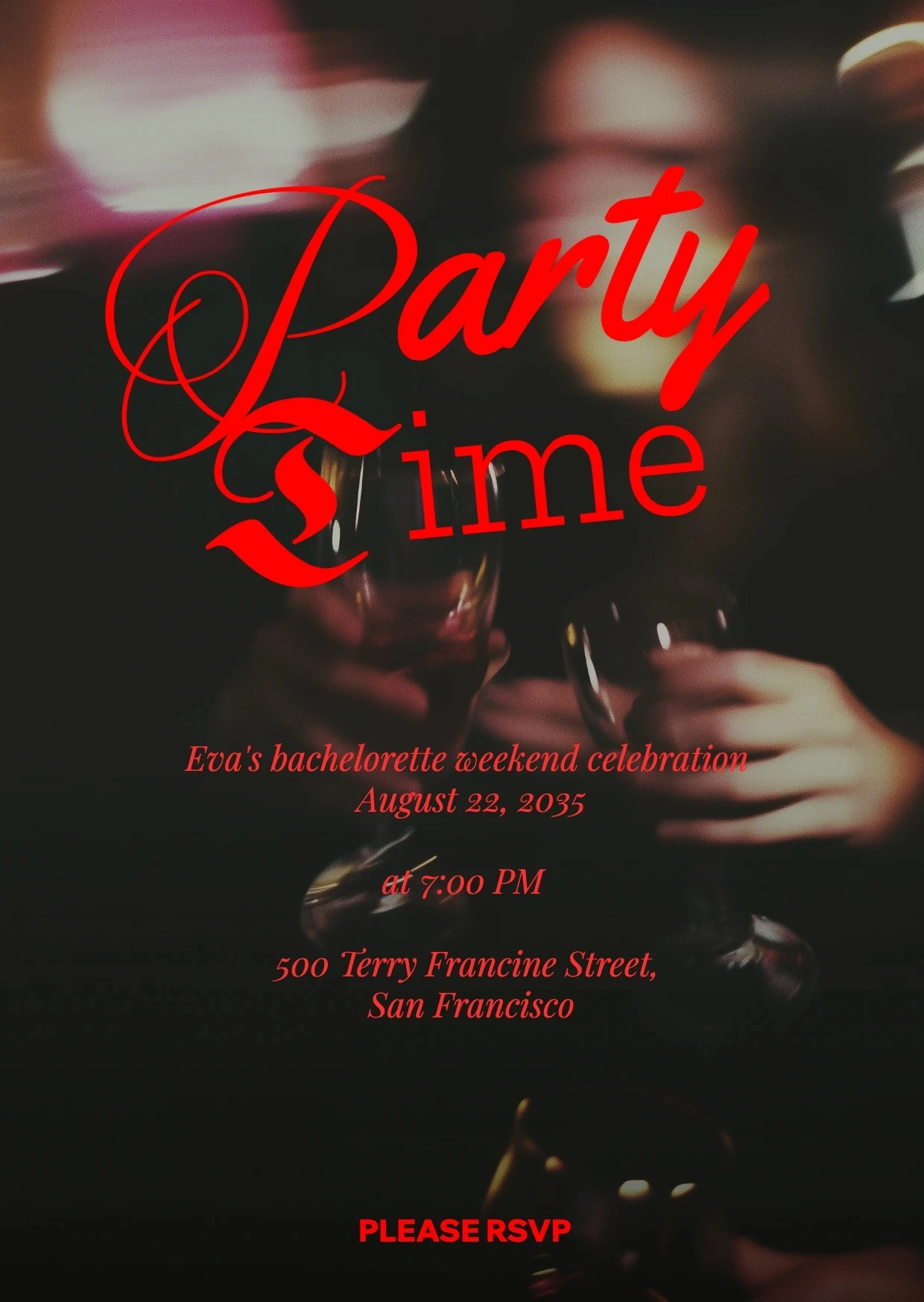 Playful Bold Edgy Neon Dark Bachelorette Invitation