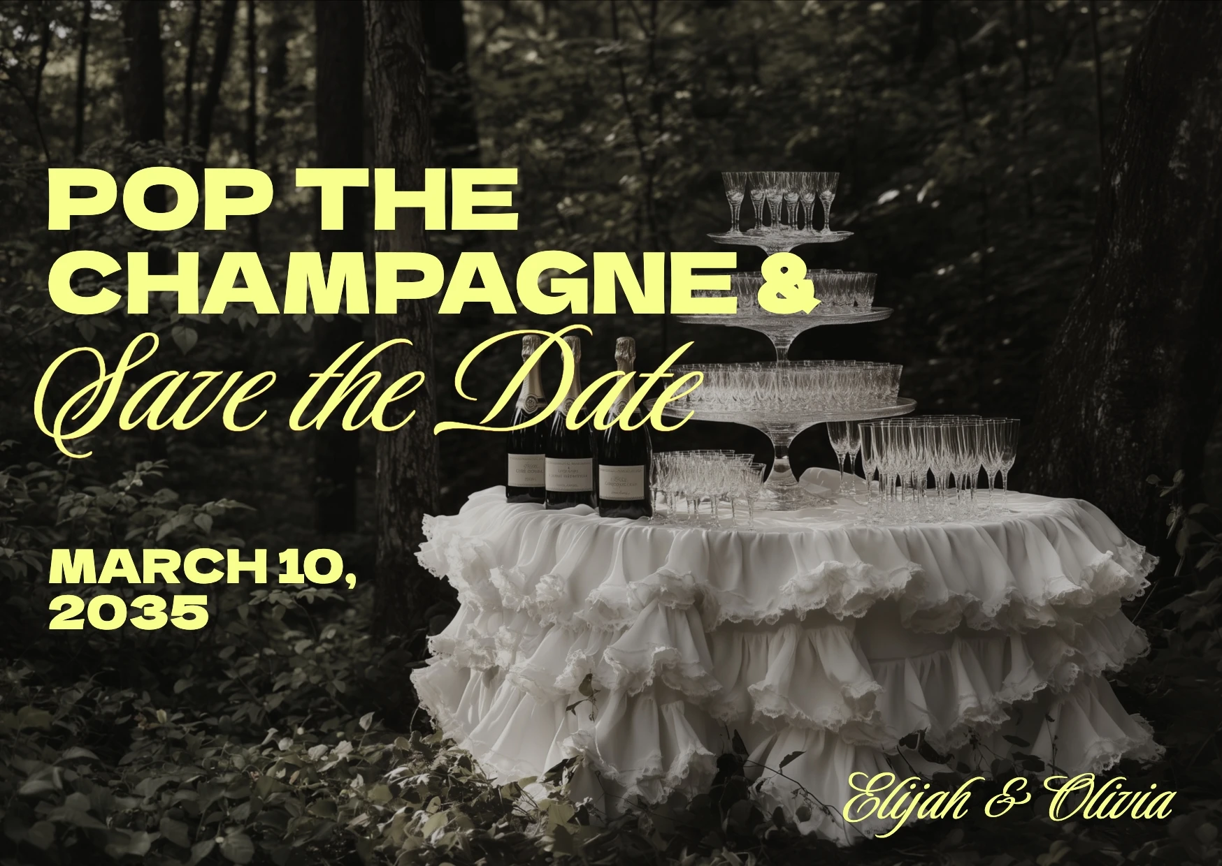 Romantic Bold Dark Save The Date Wedding Invitation