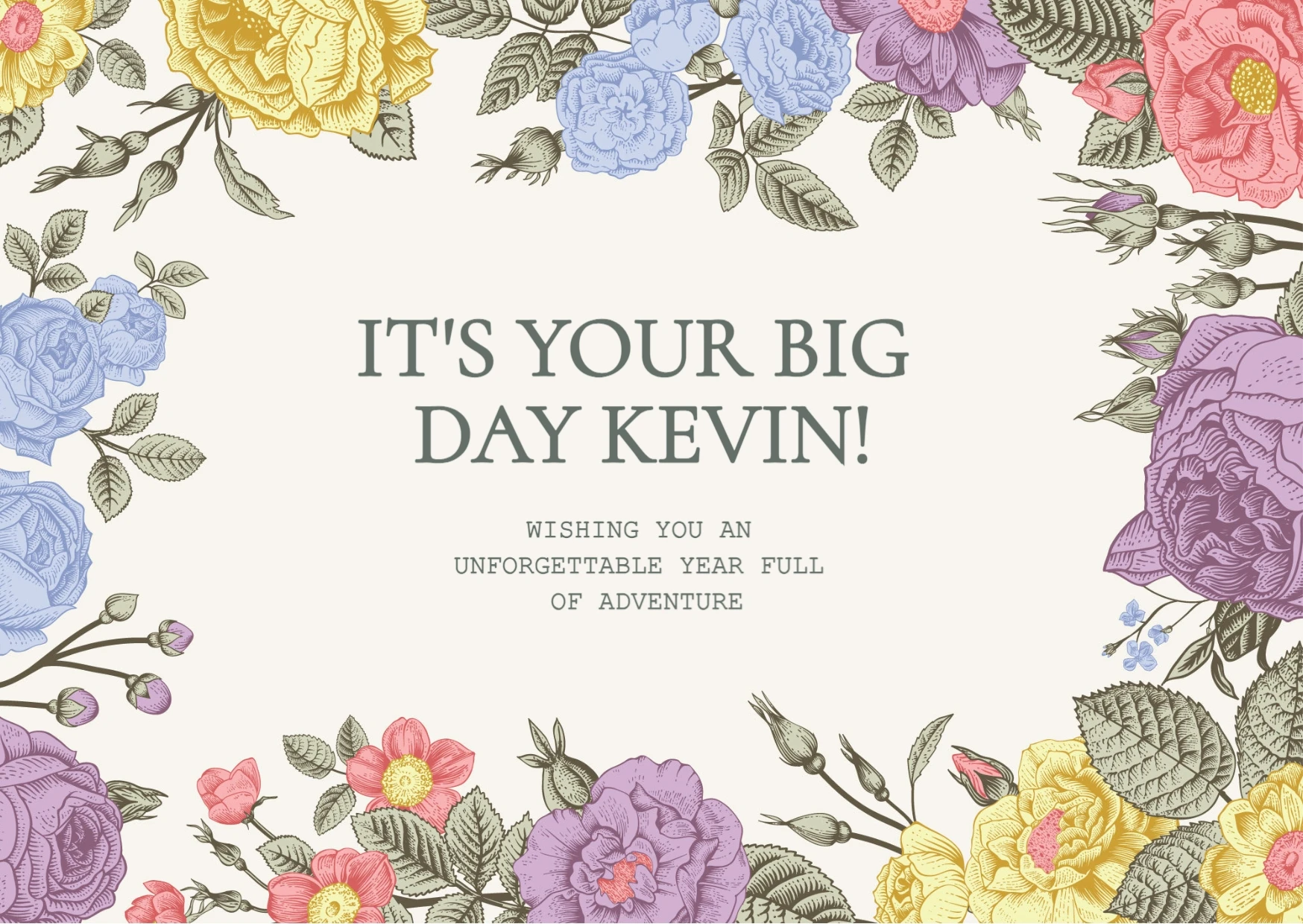  Floral Pastel Birthday Greeting Card