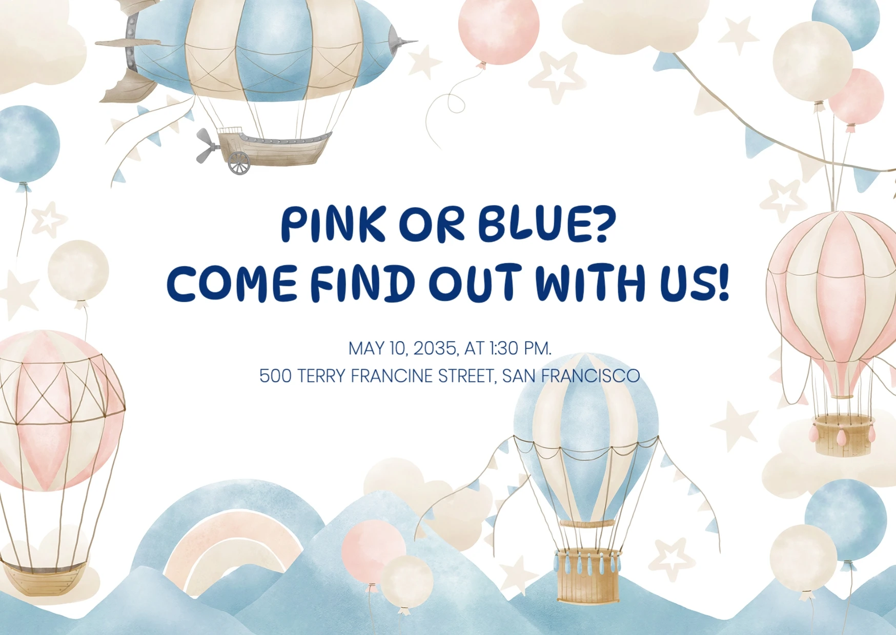 Classic Illustrative Gender Reveal Invitation
