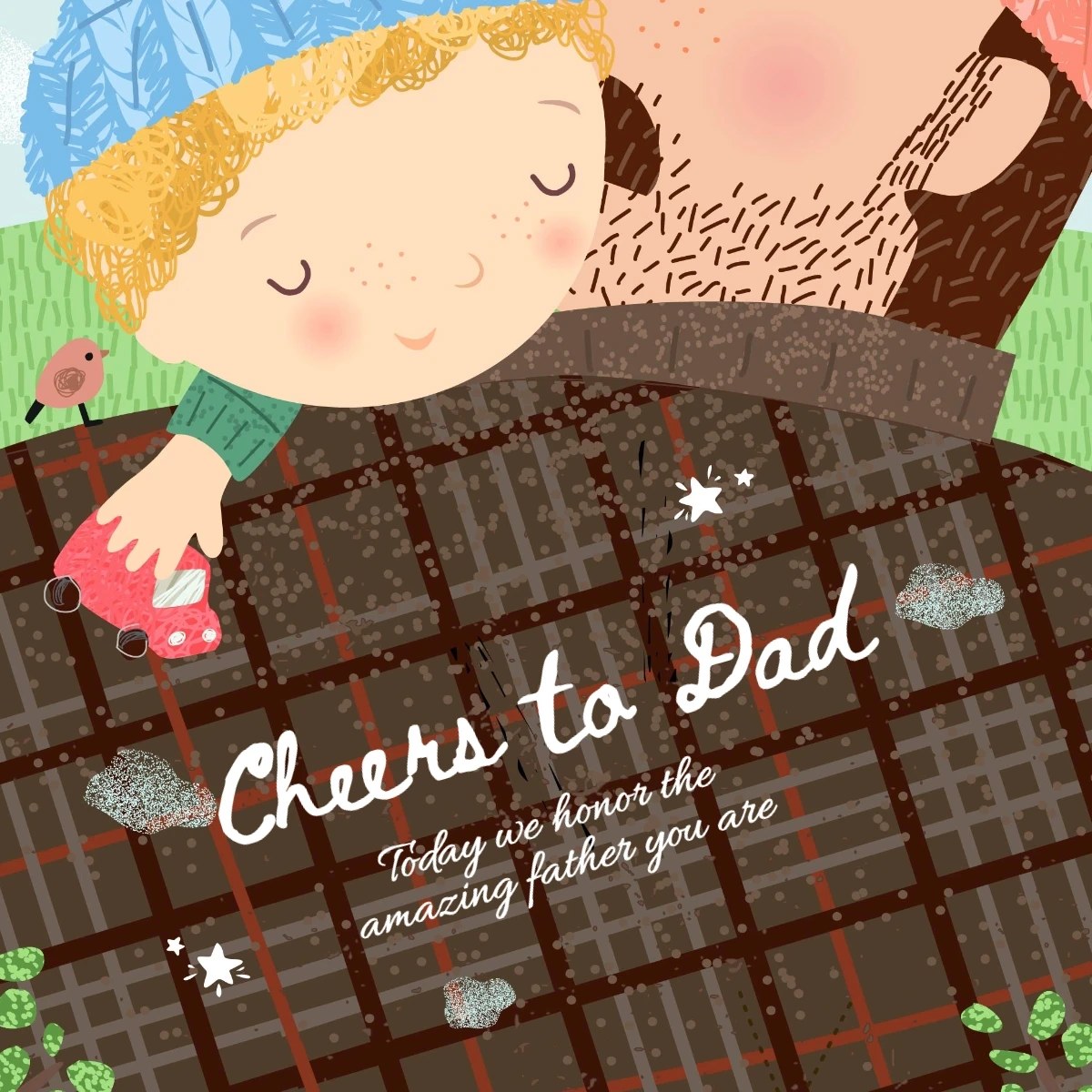 Cute Illustrative Father's Day Greeting Card