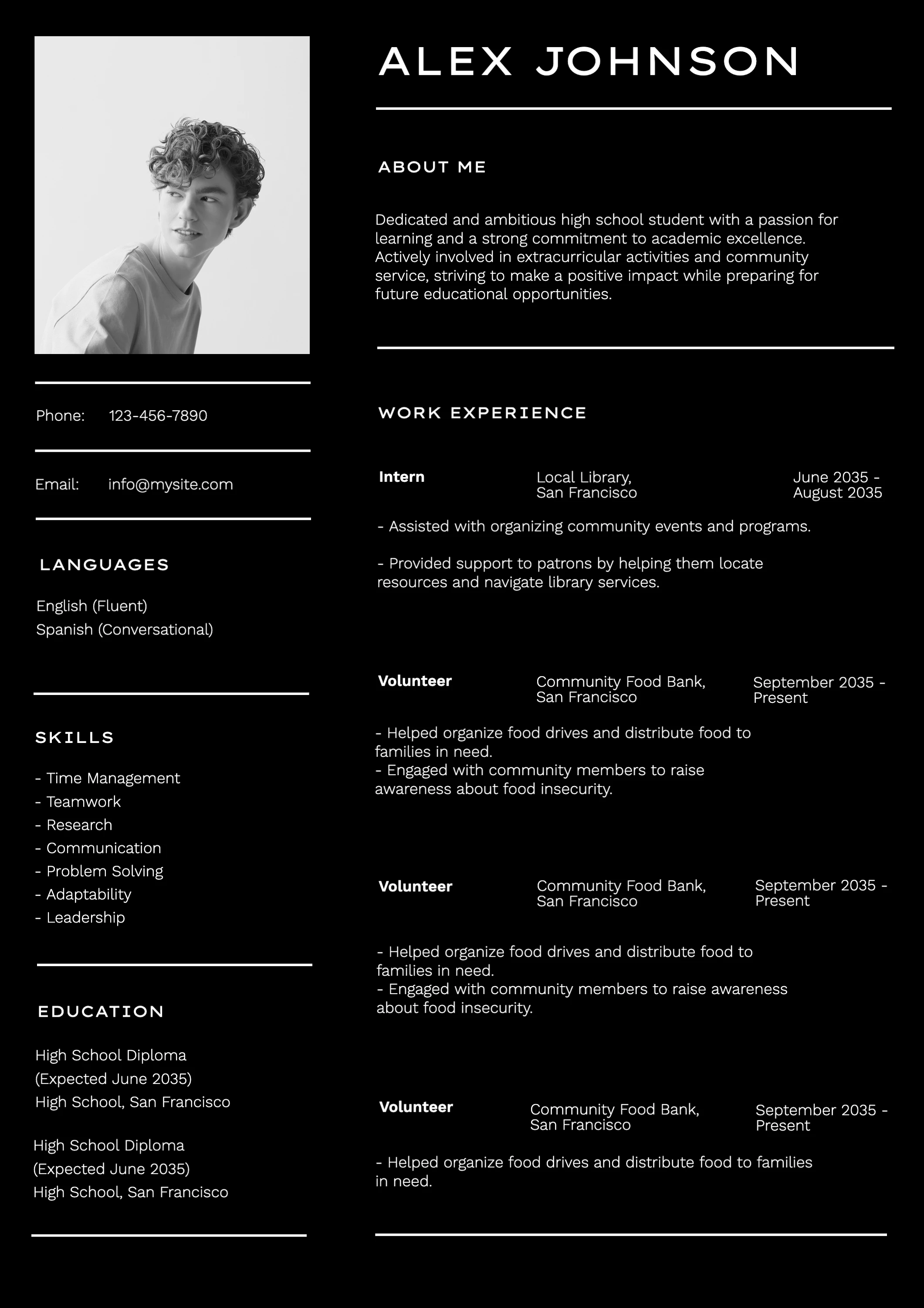 Professional Clean High School Resume
