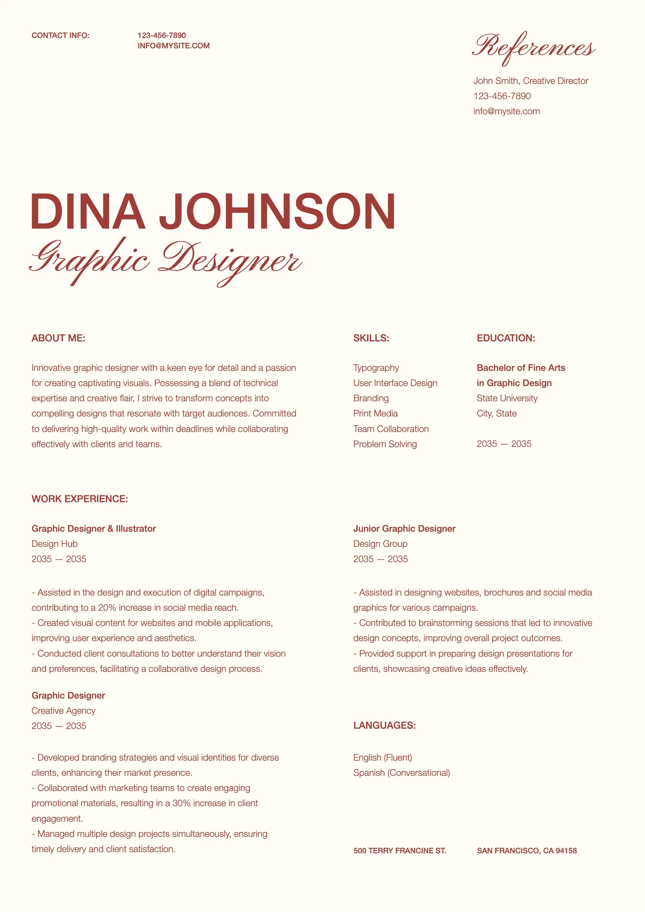 Vintage Clean Graphic Designer Resume