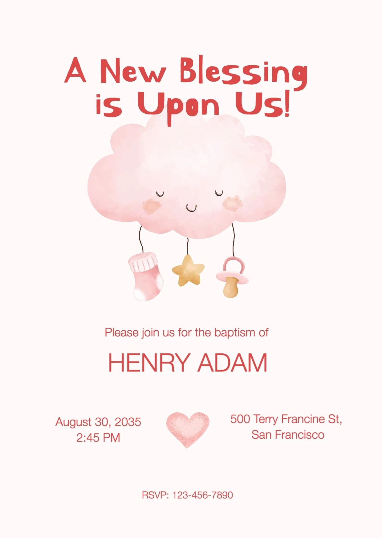 Cute Illustrative Baptism Invitation