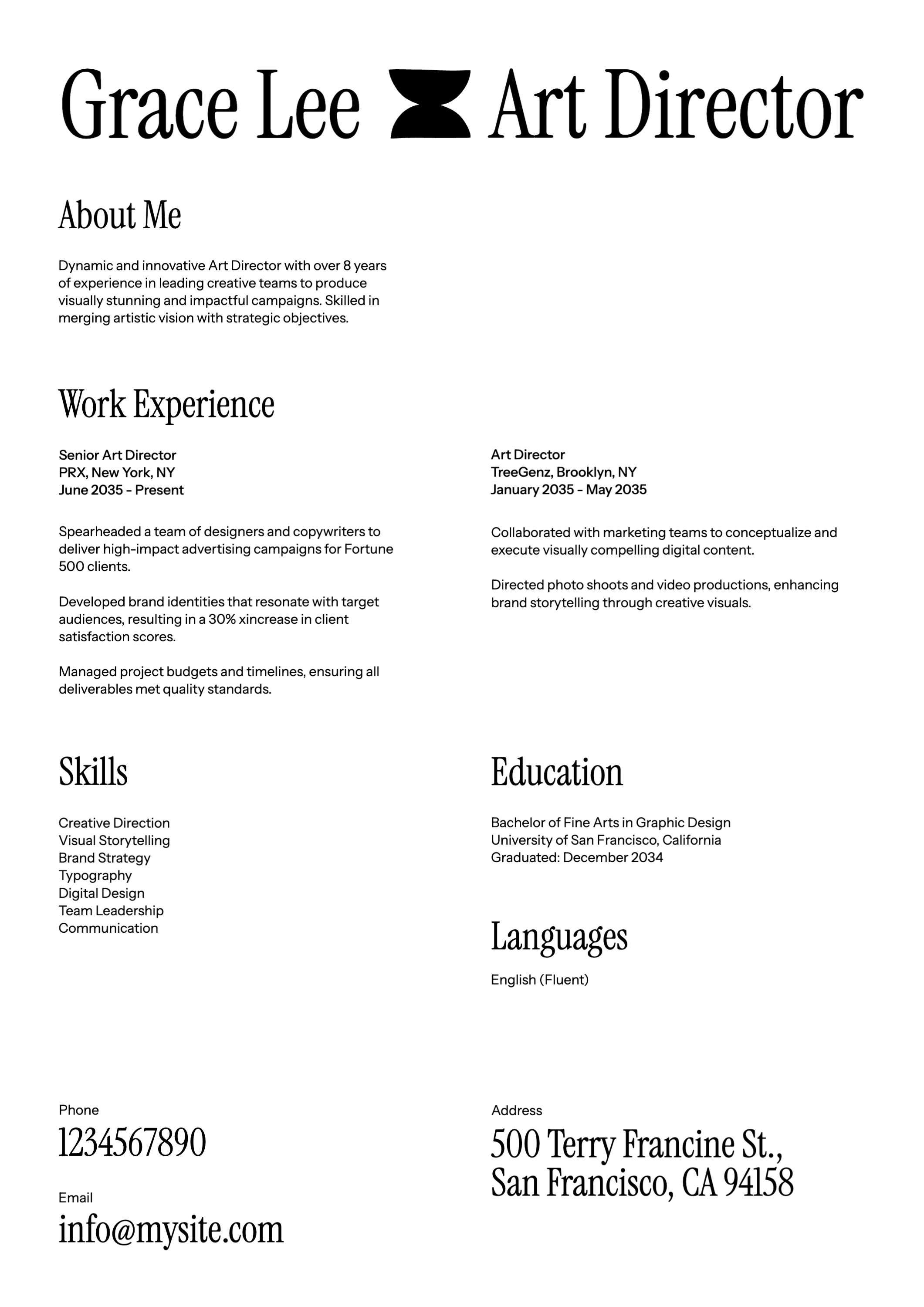 Modern Clean Creative  Resume