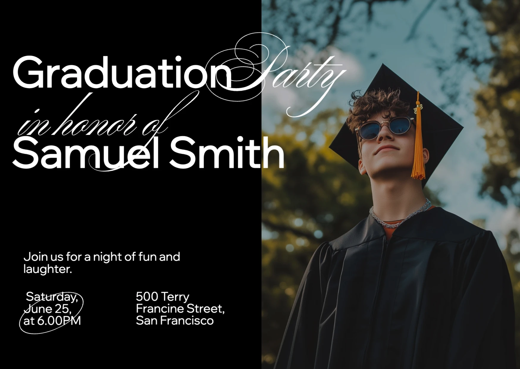 Modern Dark Graduation Invitation