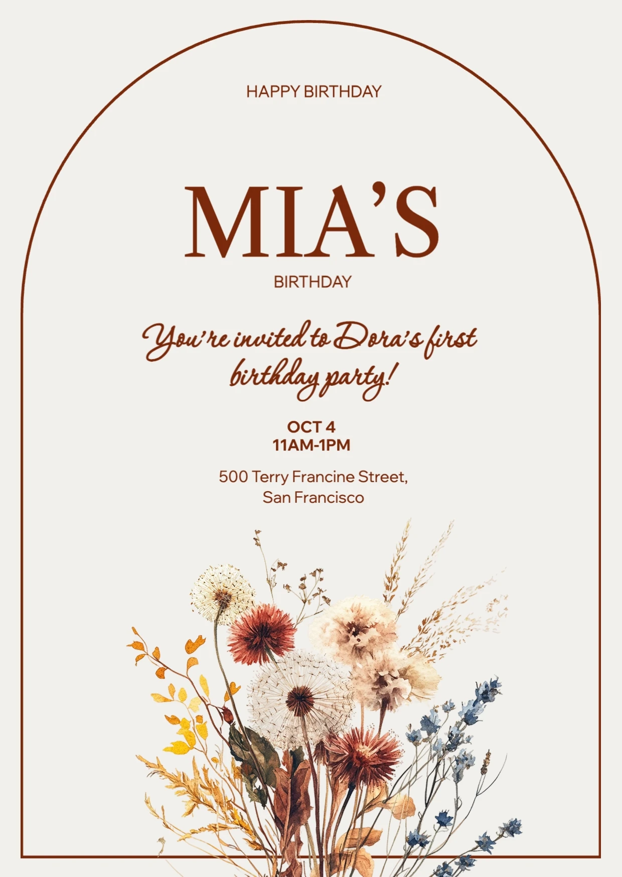 Classic Romantic Floral Birthday Invitation