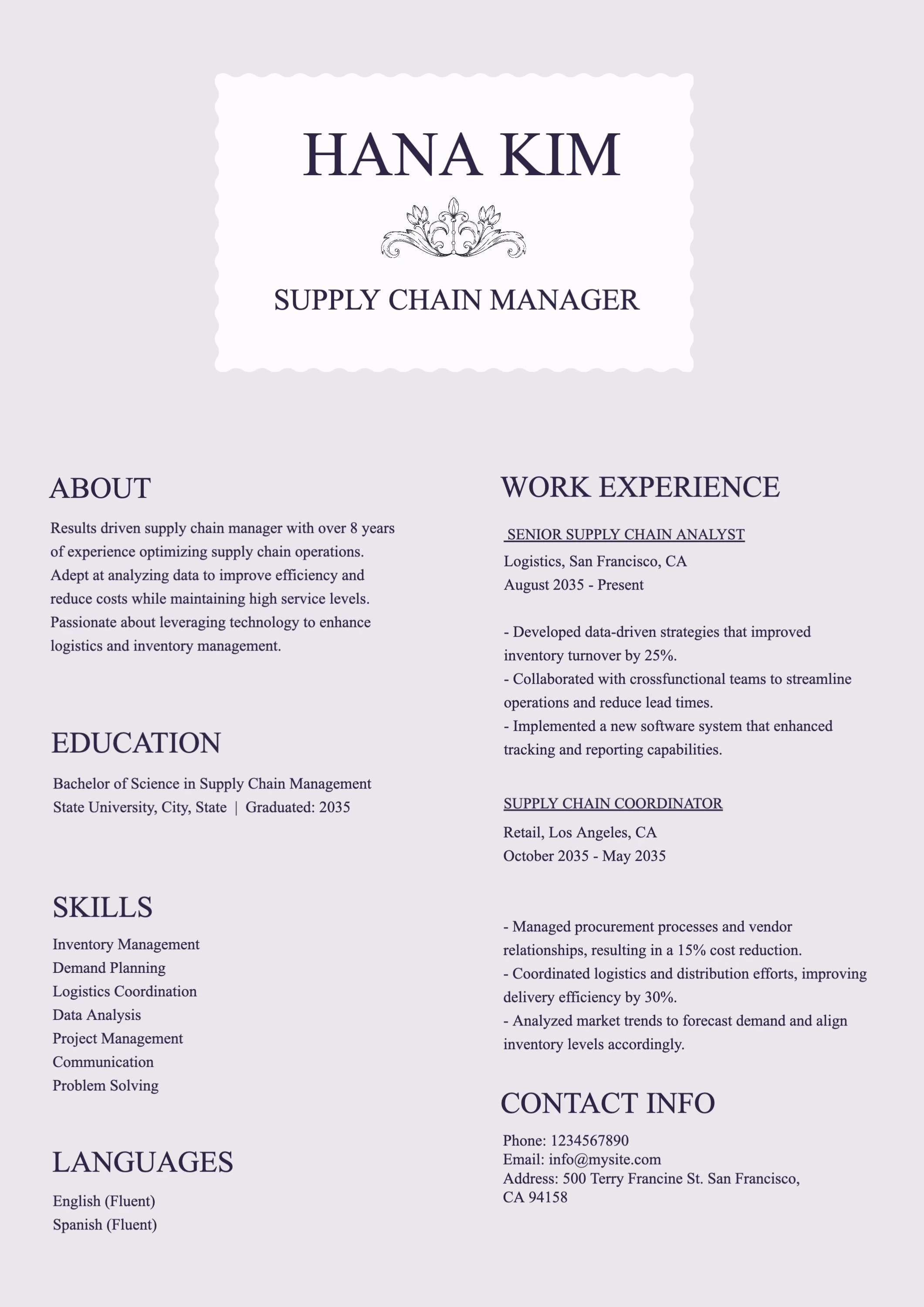 Vintage Floral Modern  Resume