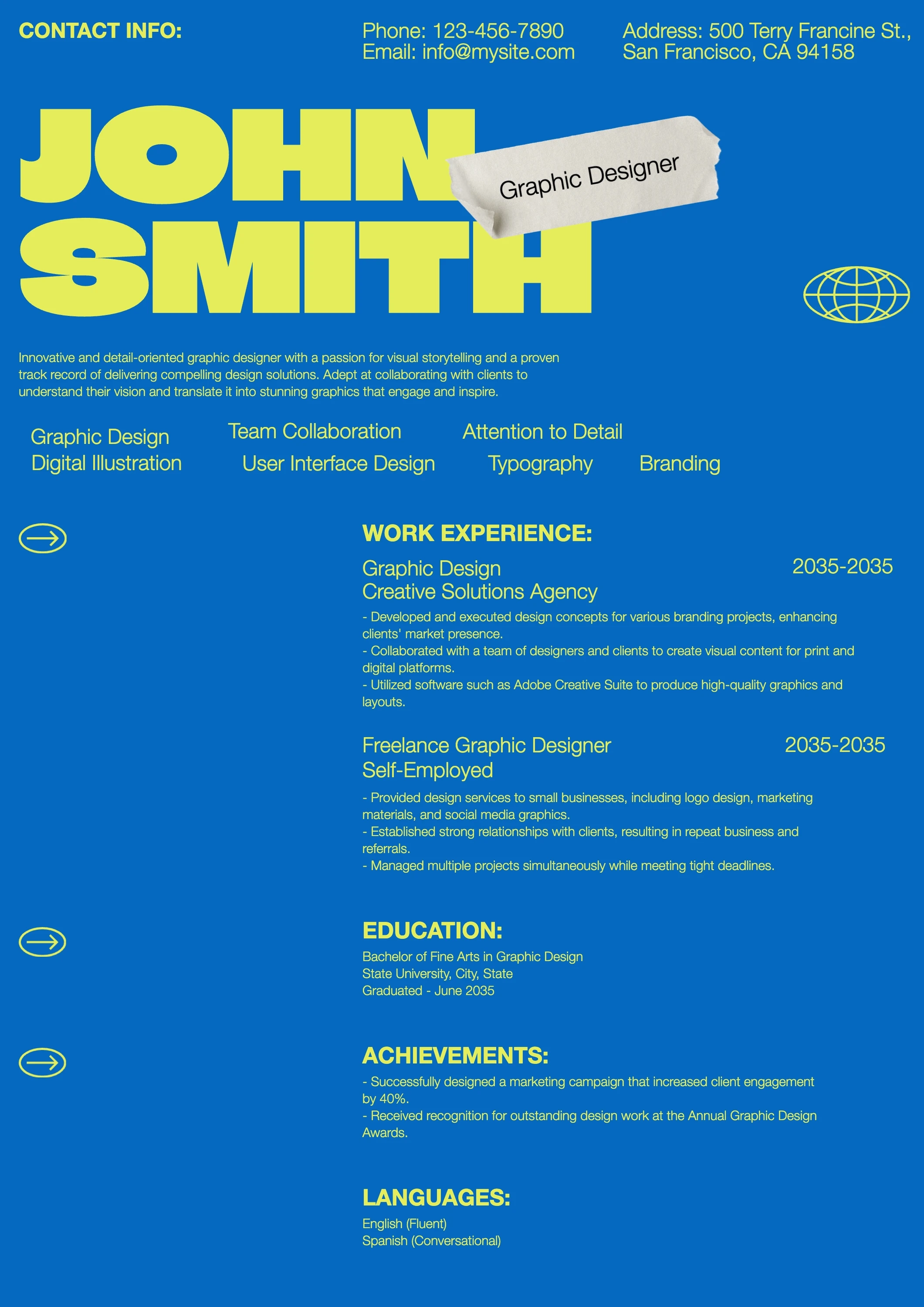 Playful Colorful Graphic Designer Resume