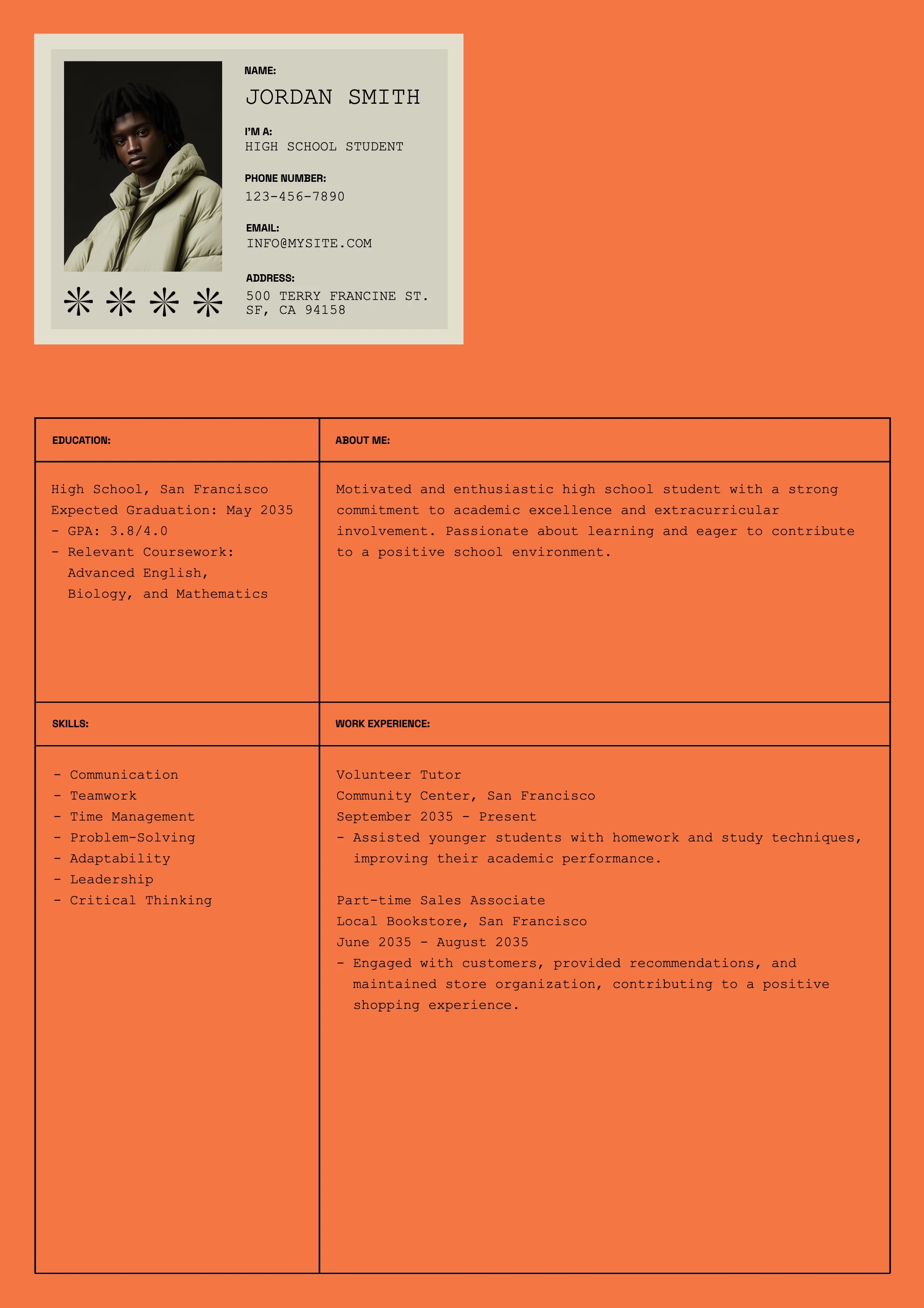 Edgy Geometric High School Resume
