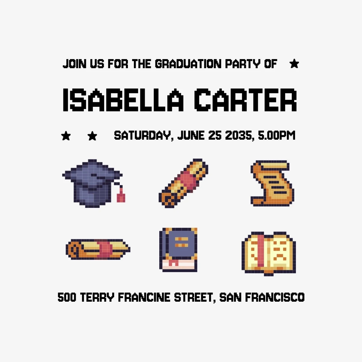 Retro Geometric Graduation Invitation