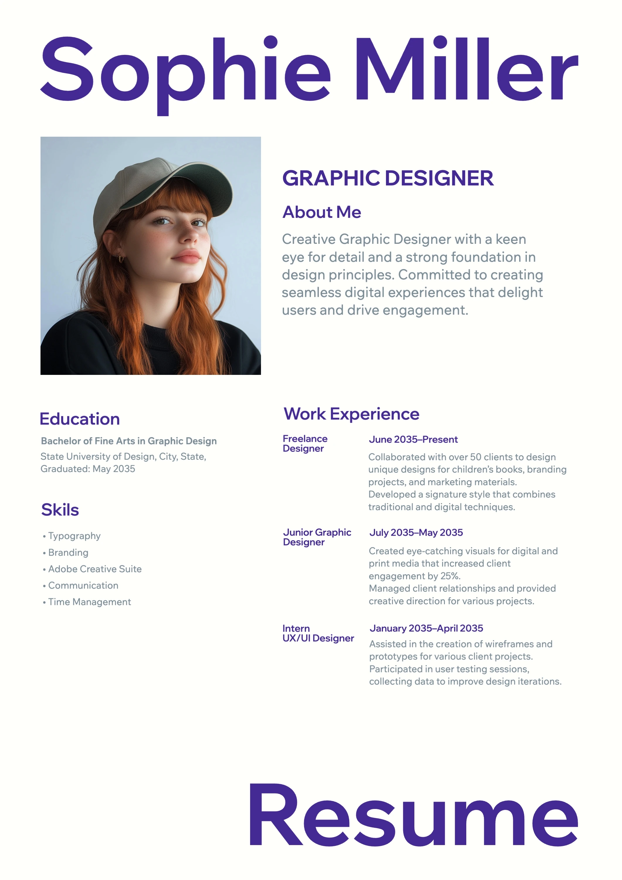 Cute Clean Creative  Resume