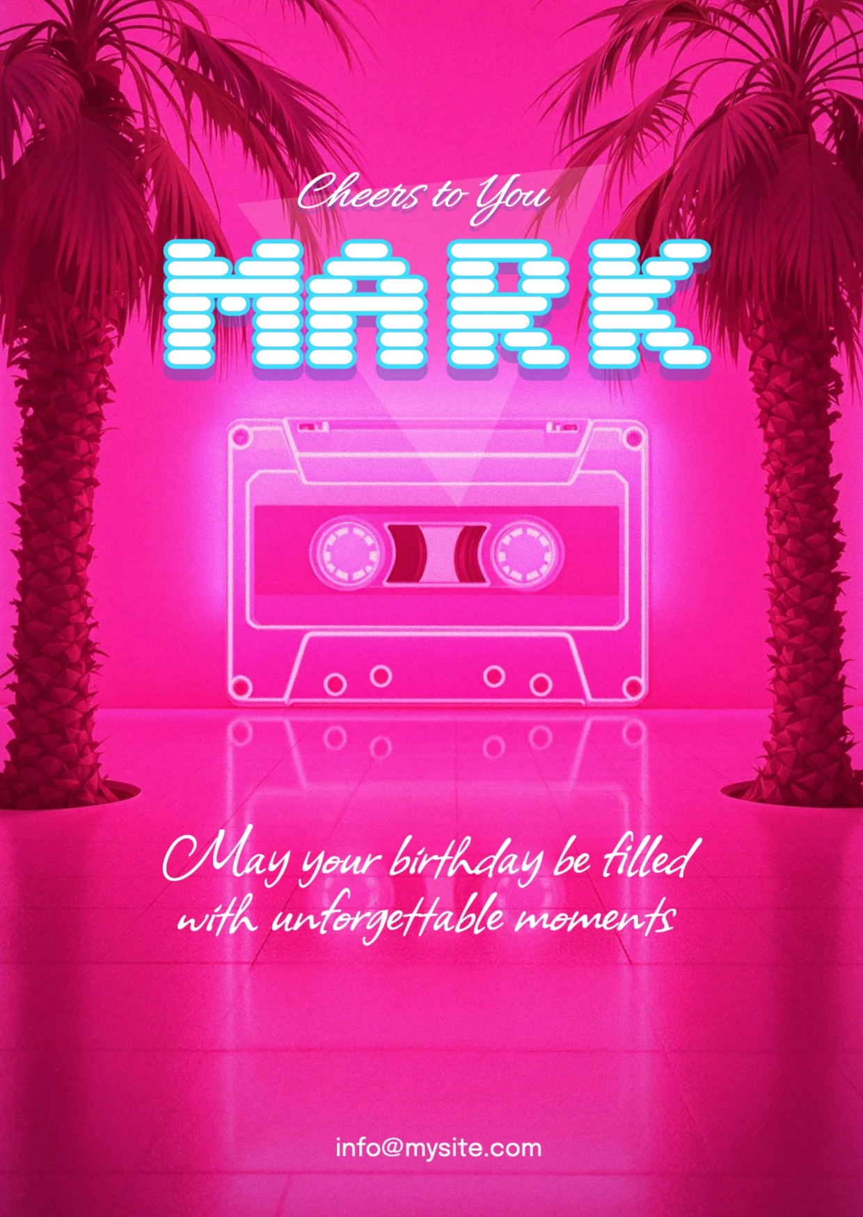 Vintage Edgy Neon Birthday Greeting Card