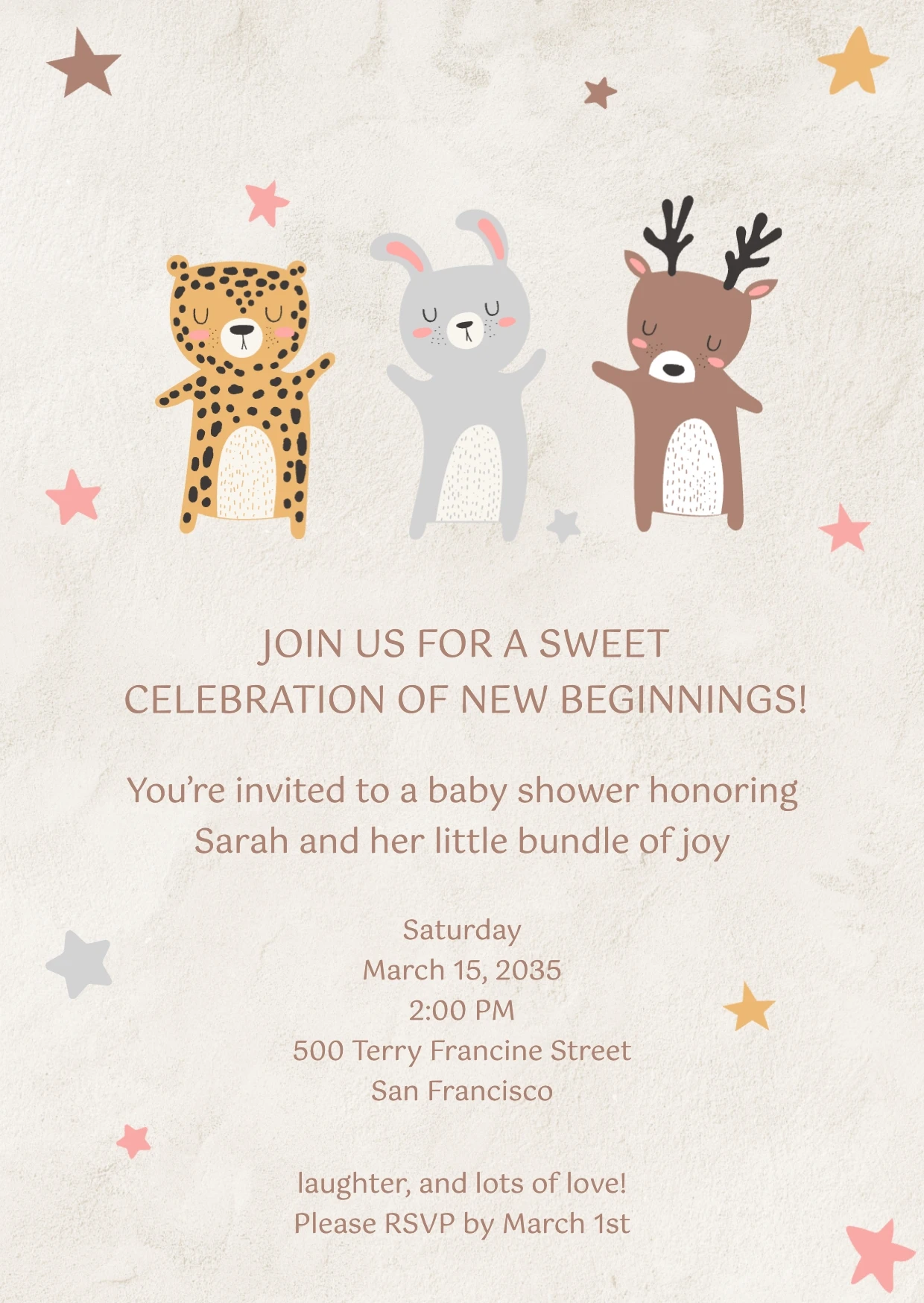 Cute Illustrative Baby Shower Invitation