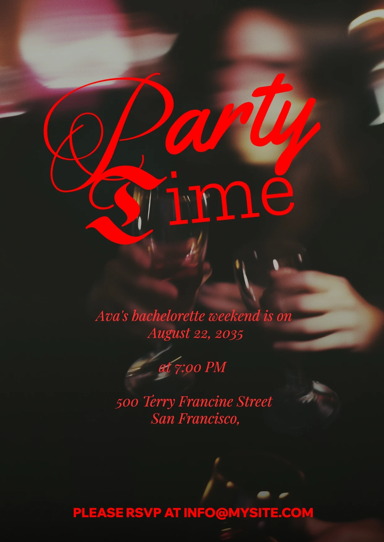 Playful Bold Edgy Neon Dark Bachelorette Invitation