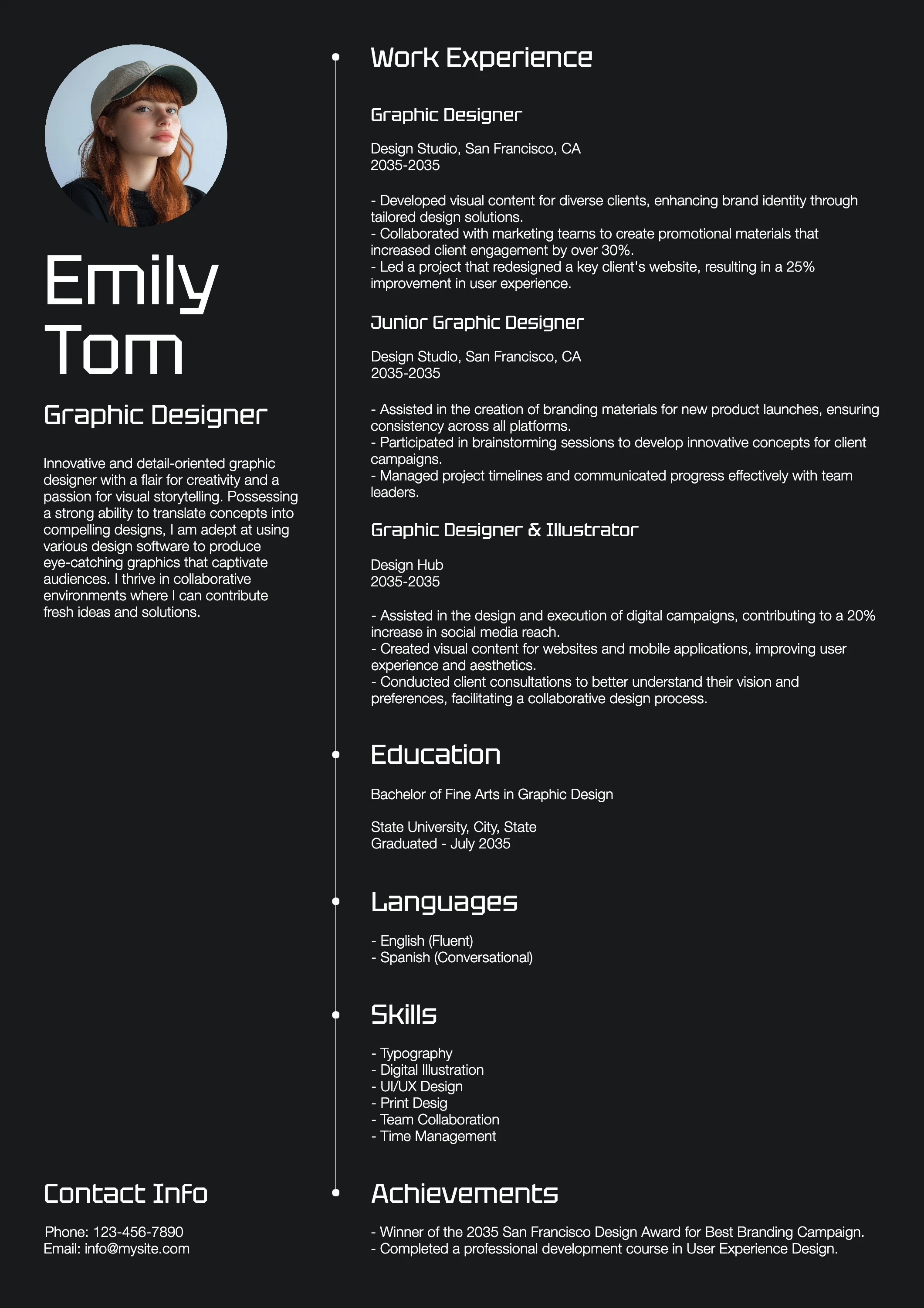 Simple Dark Graphic Designer Resume