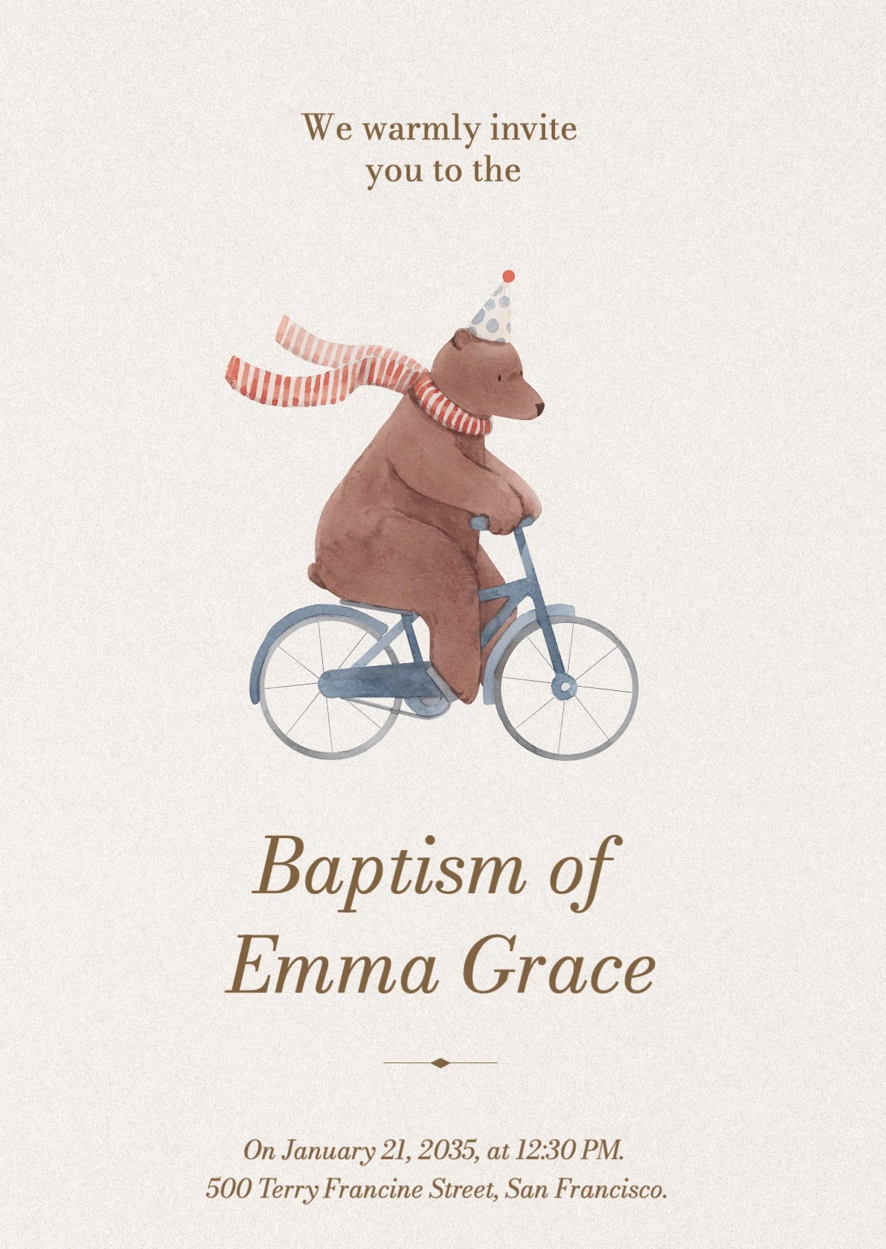 Cute Illustrative Baptism Invitation