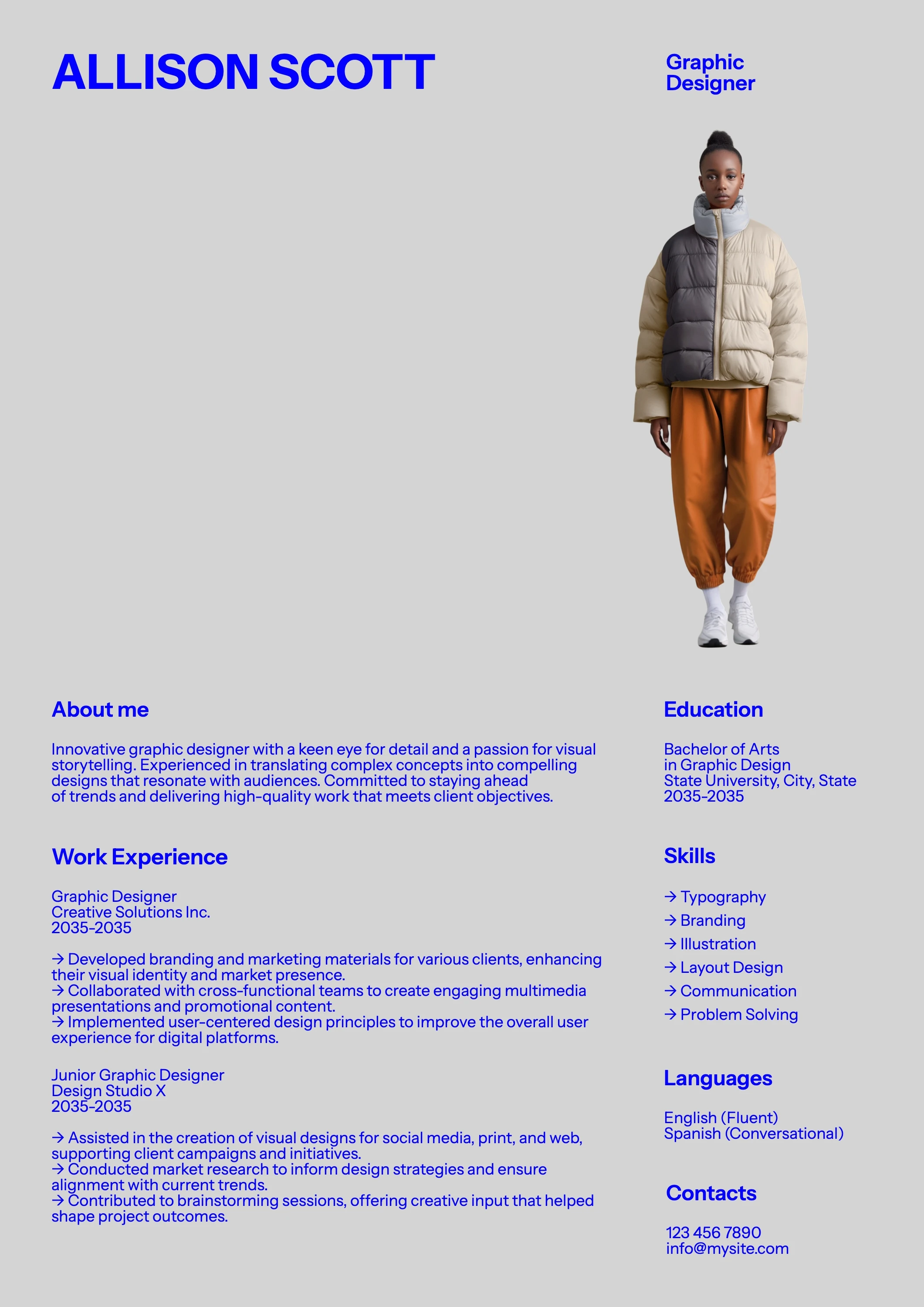Edgy Clean Graphic Designer Resume
