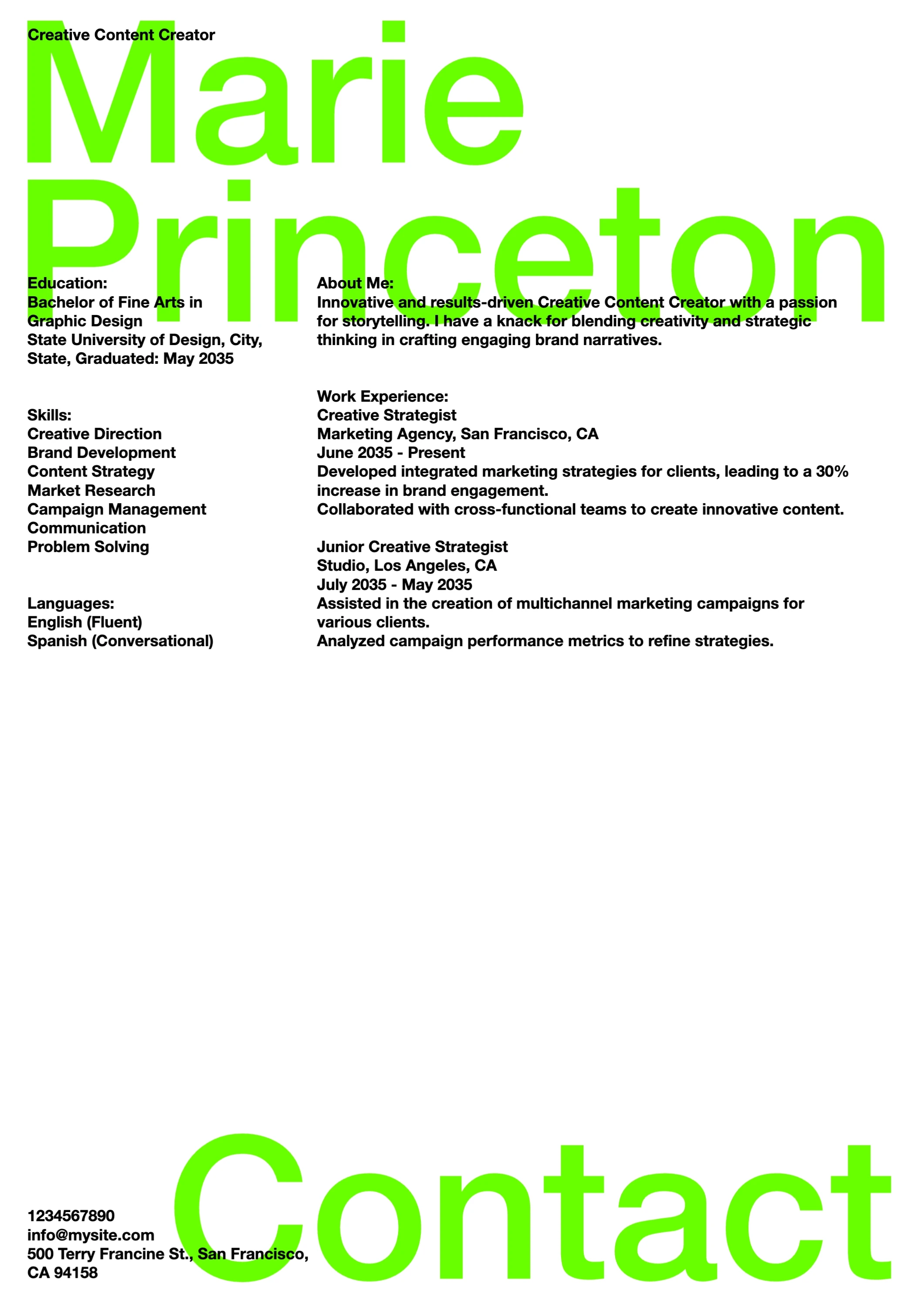 Edgy Neon Creative  Resume