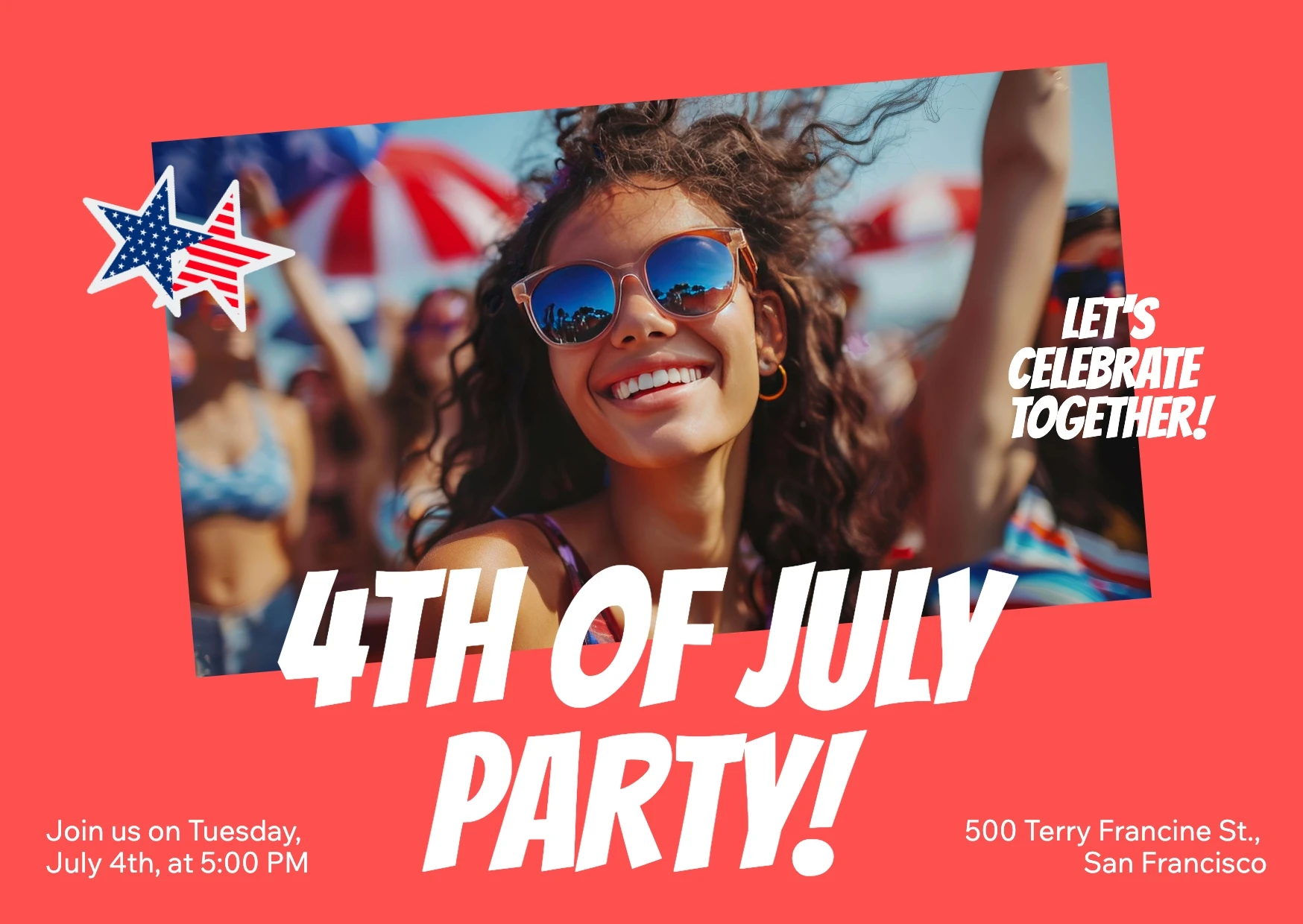 Bold Glam 4th of July Party Invitation