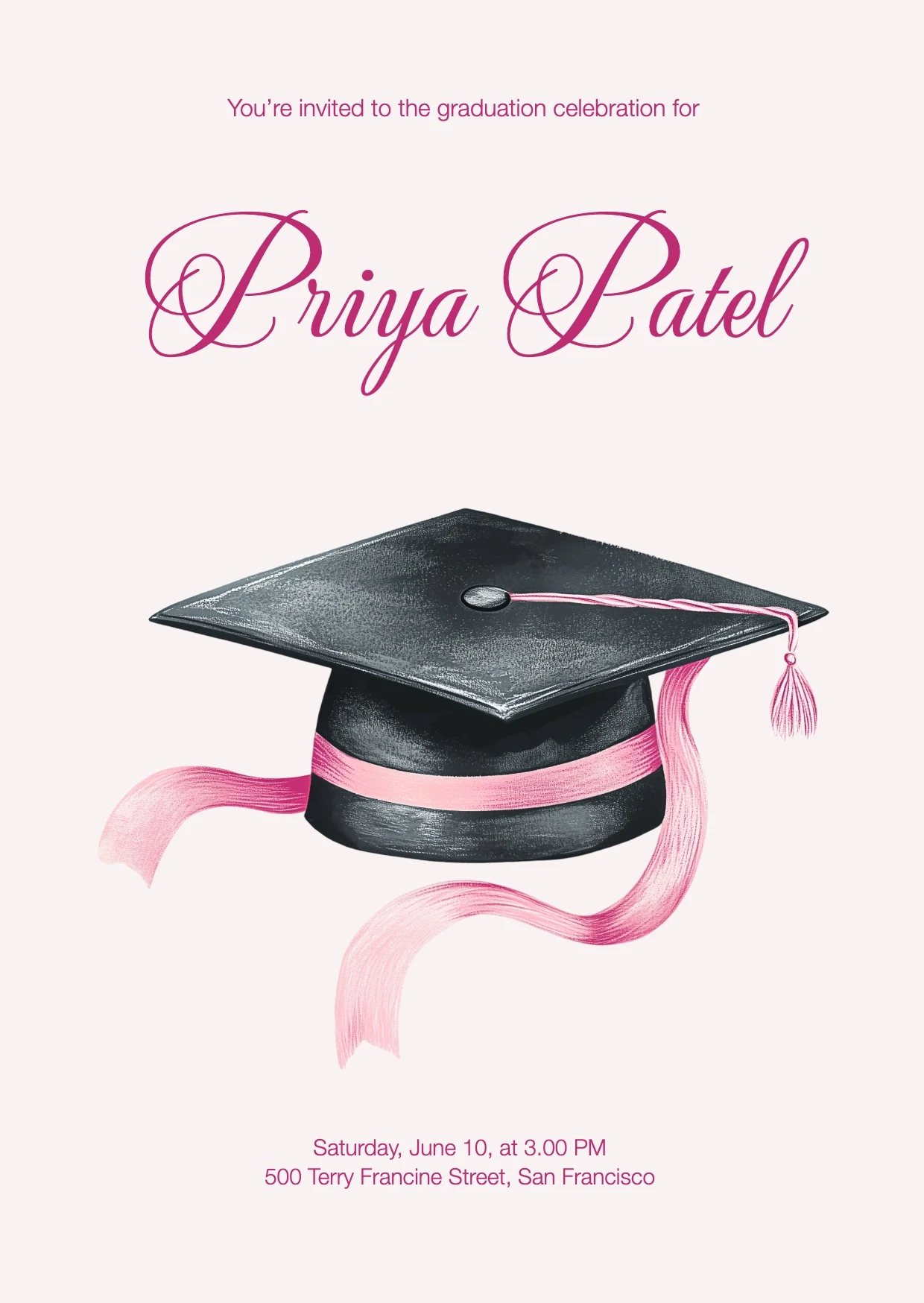 Simple Illustrative Graduation Invitation