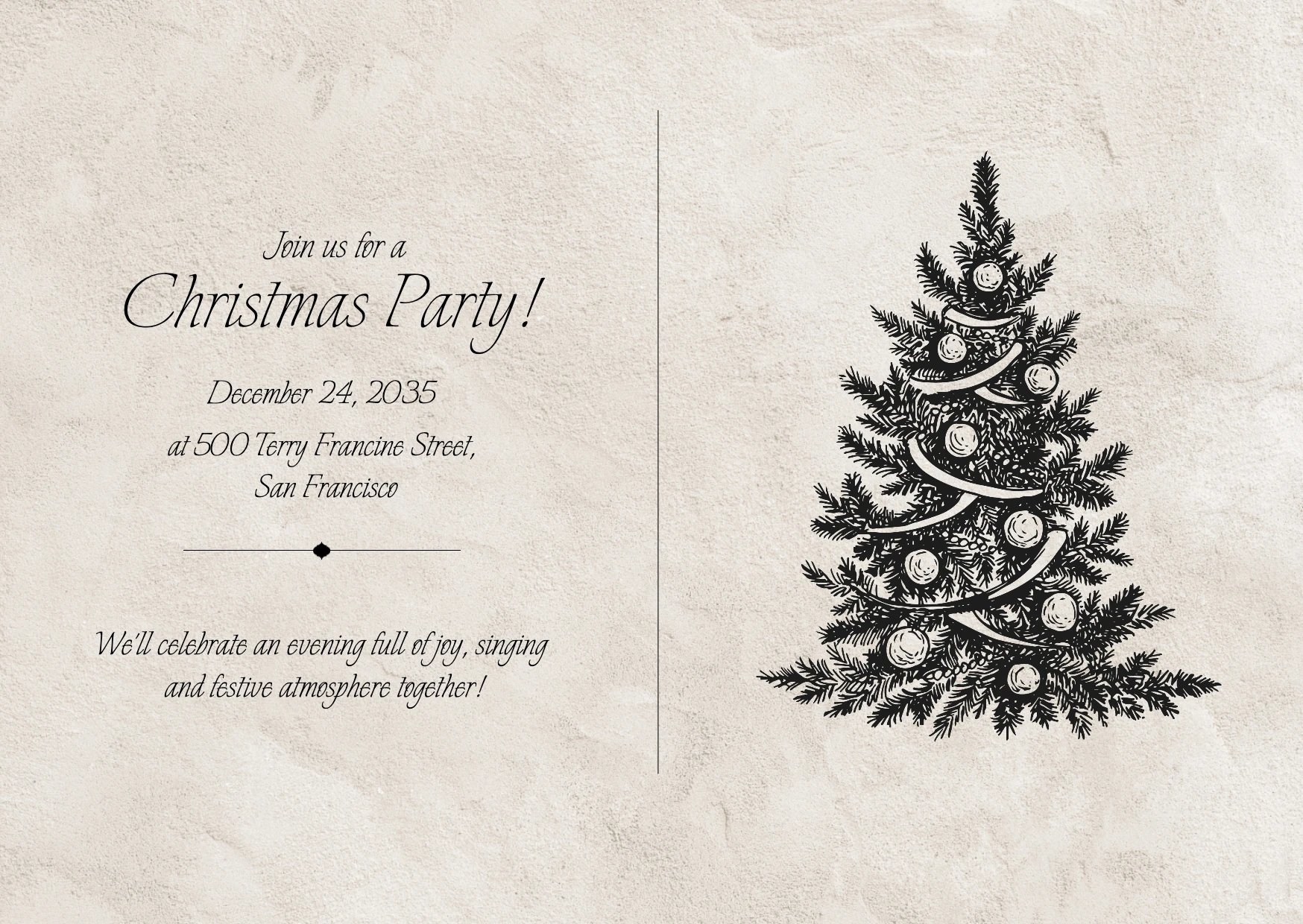 Classic Illustrative Christmas Invitation
