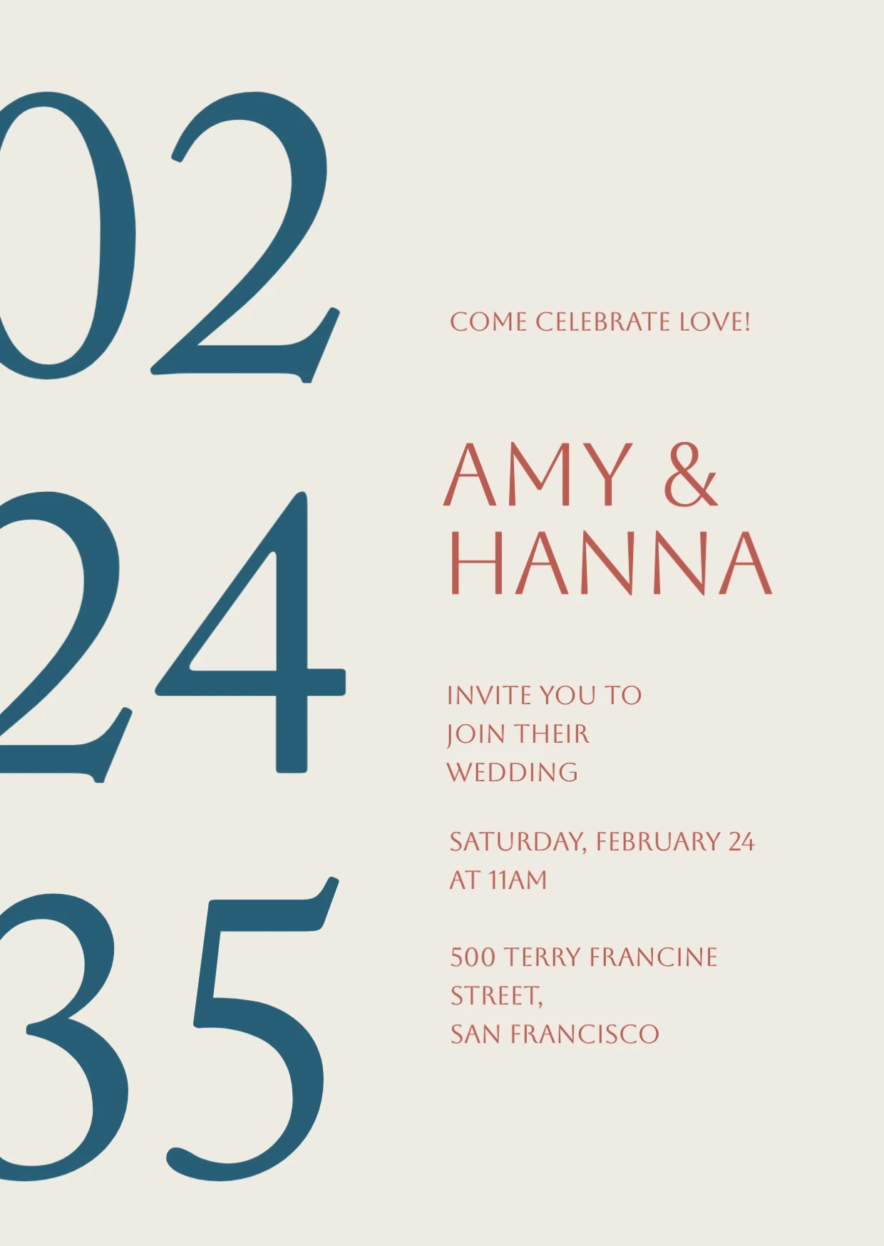 Modern Simple  Wedding Invitation