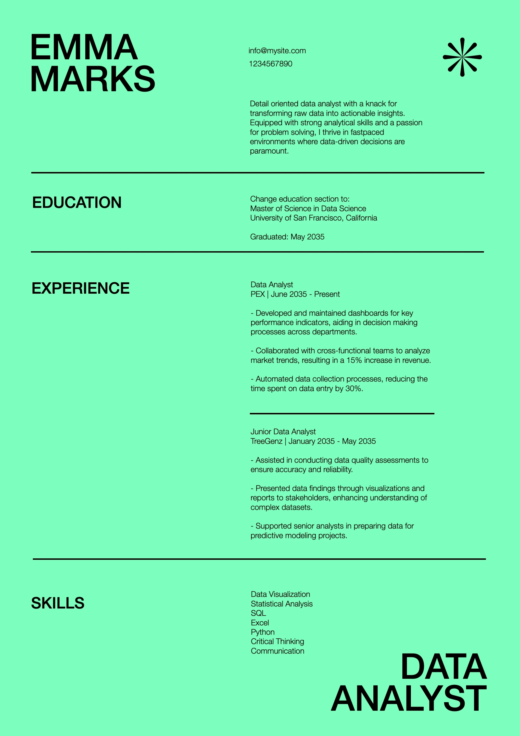 Bold Neon Simple Resume