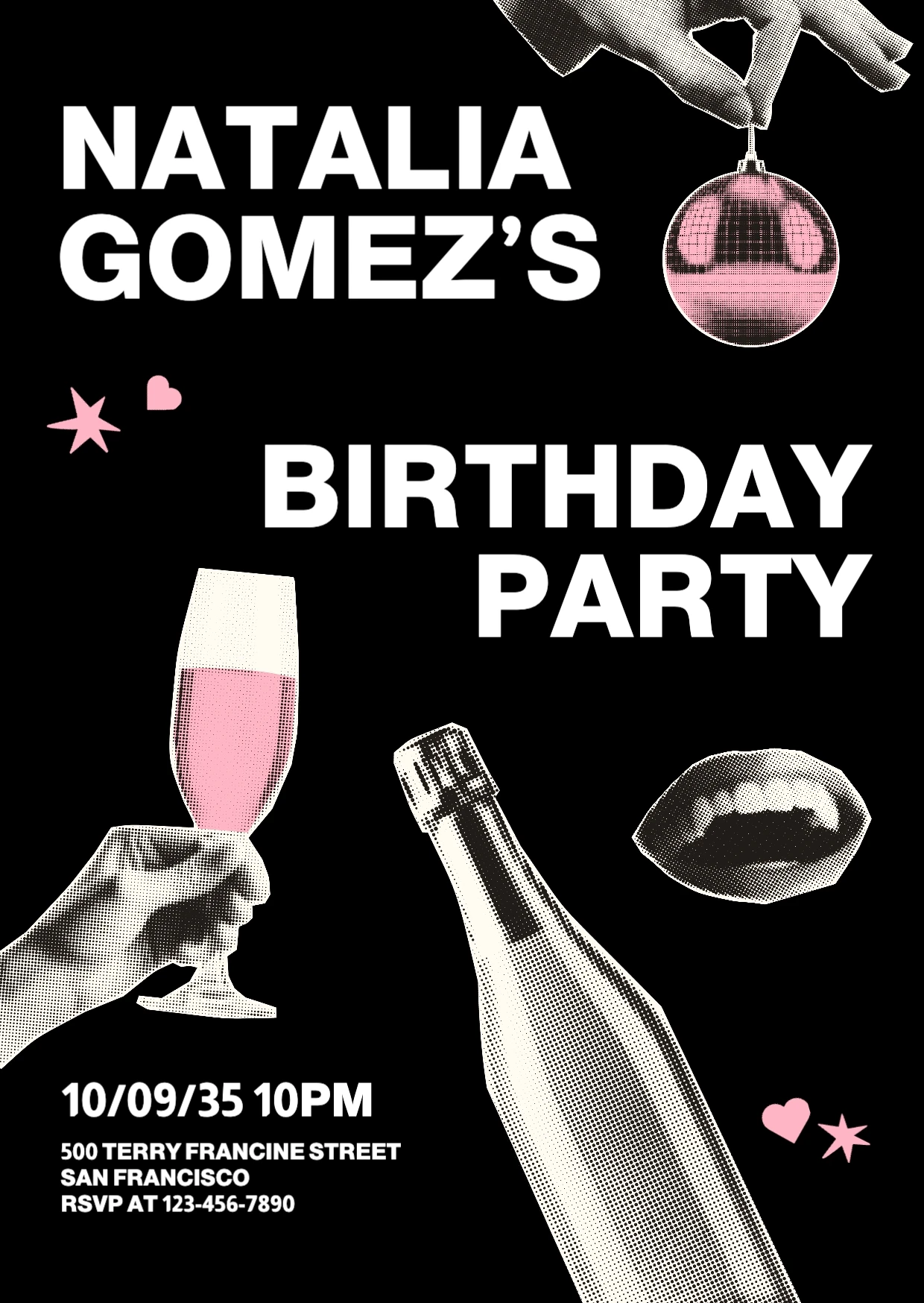 Pop Retro Collage Birthday Invitation