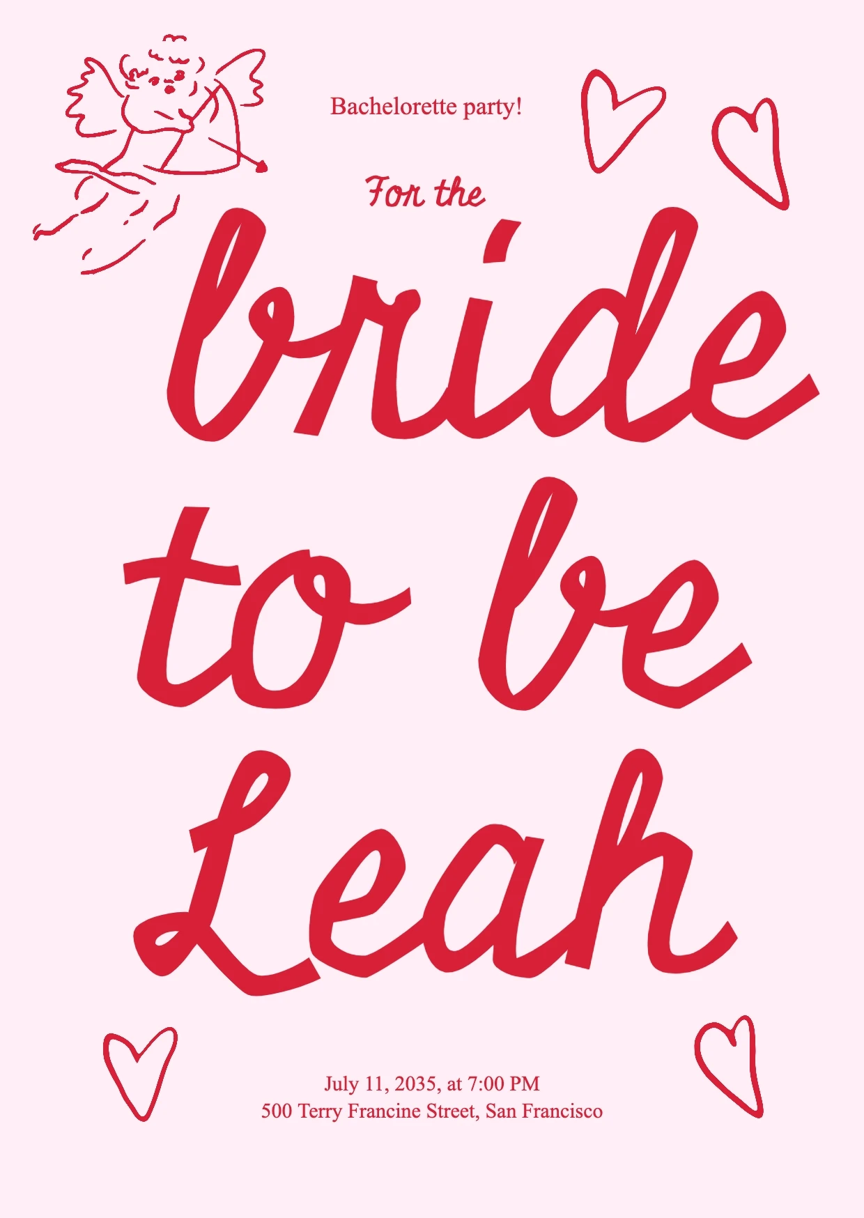 Romantic Handmade Pastel Bachelorette Invitation